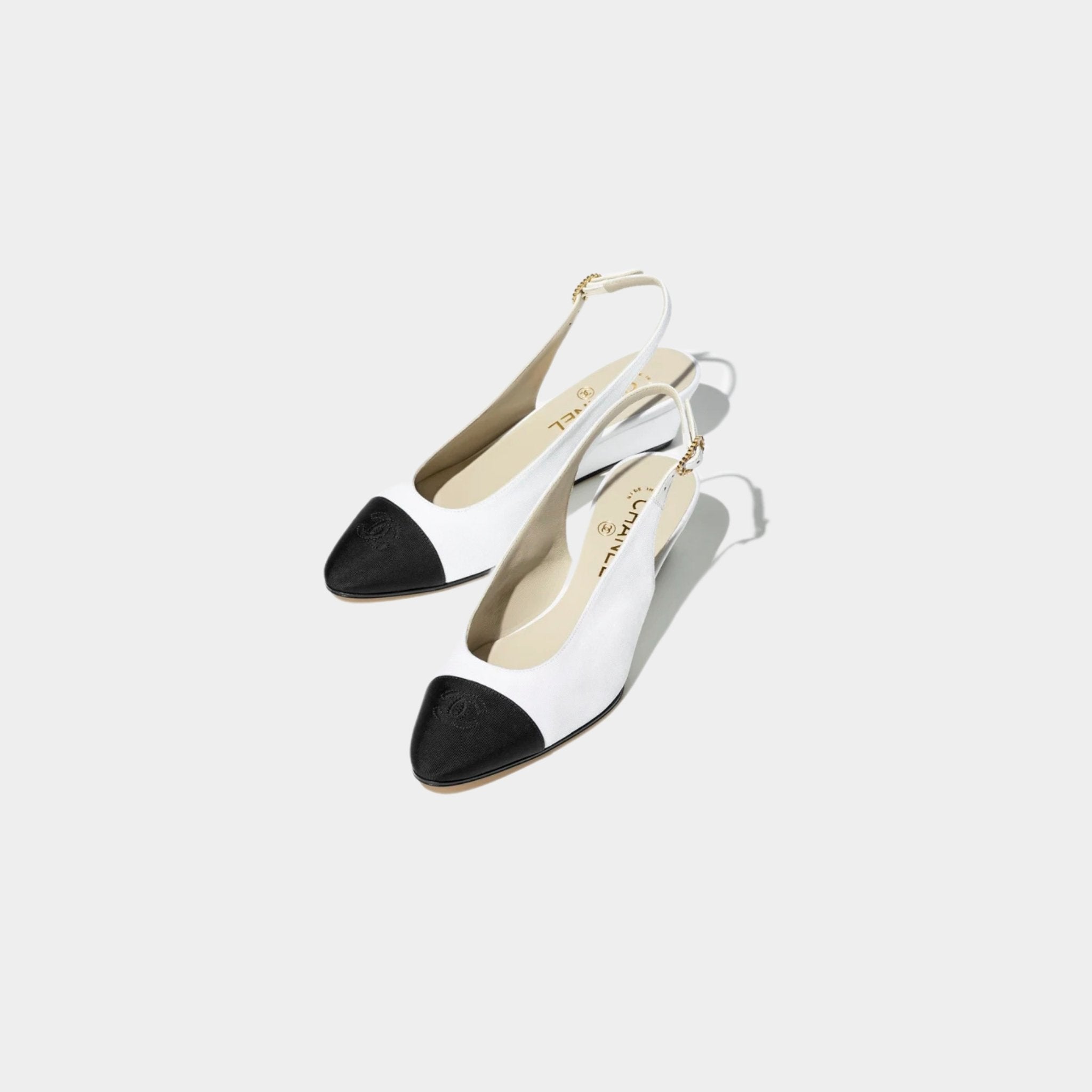 Chanel Slingbacks Grosgrain White & Black, Front