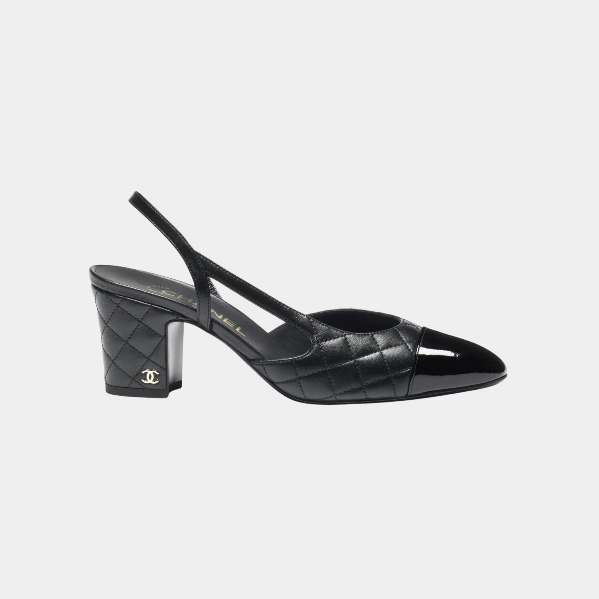 Chanel Slingbacks Lamb & Varnished Calf Black side
