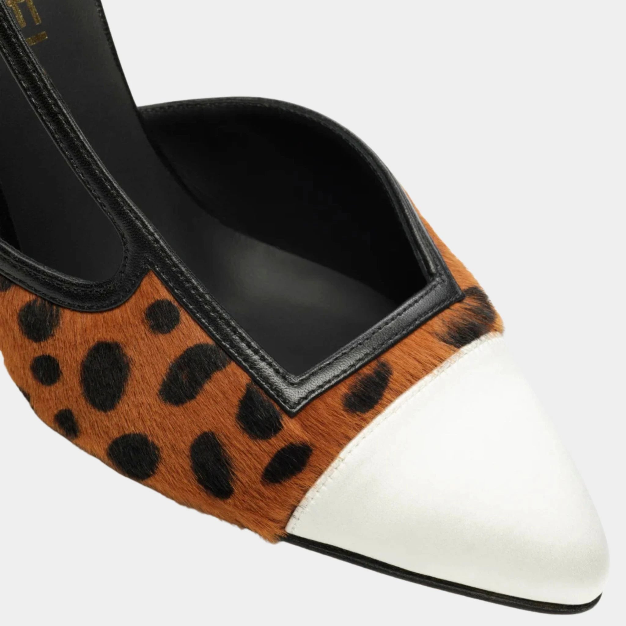 Chanel Slingbacks Lambskin & Mixed Fibers Brown Black & White