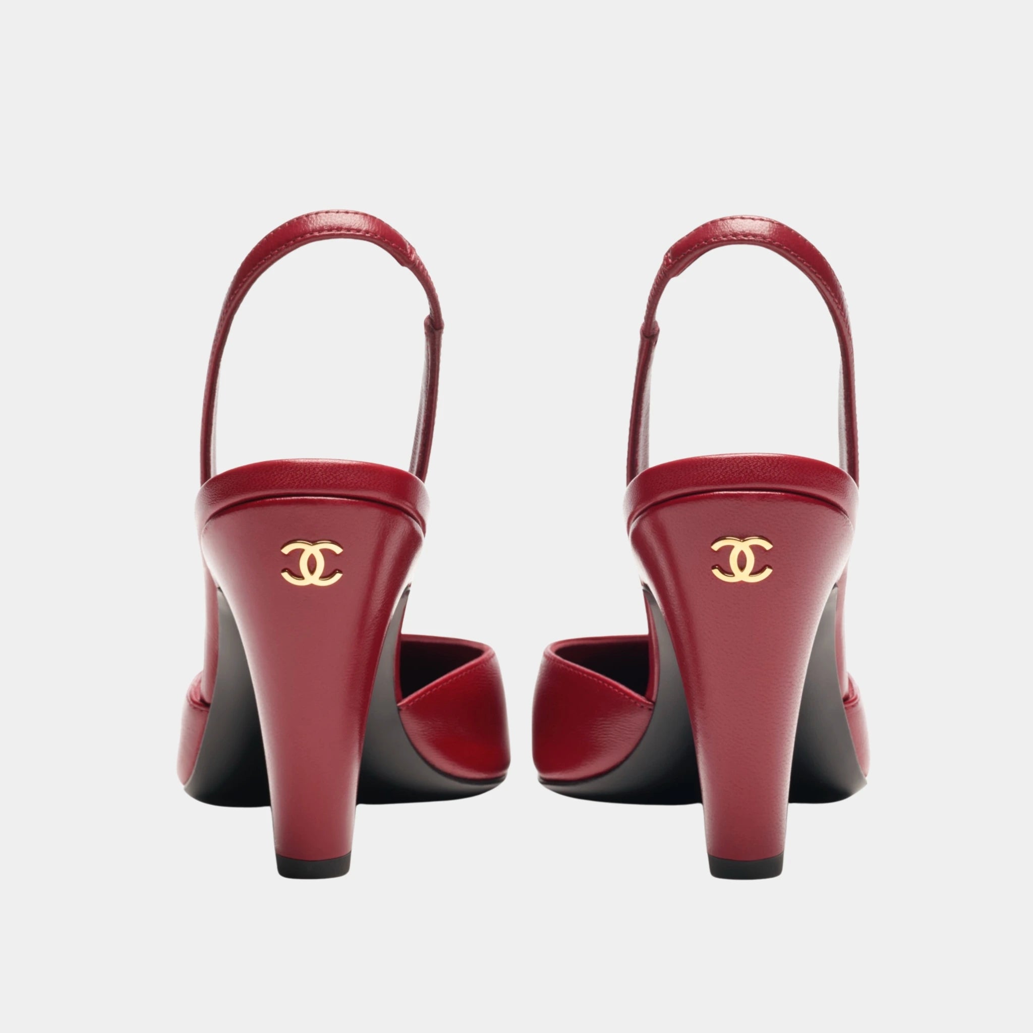 Chanel Slingbacks Lambskin & Patent Calfskin in Burgundy & Black, Back