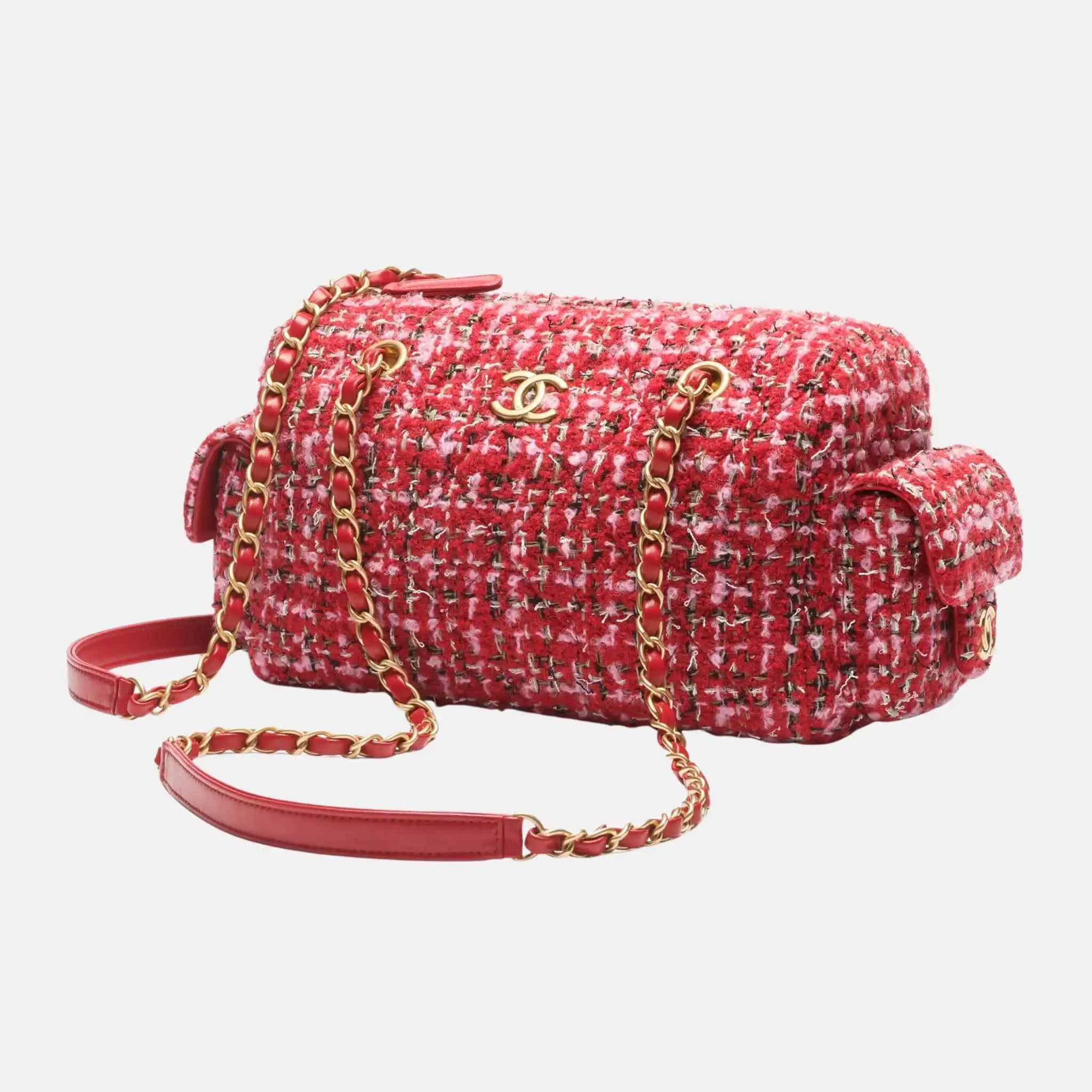 Chanel Small Bowling Bag Tweed Gold Metal, Front