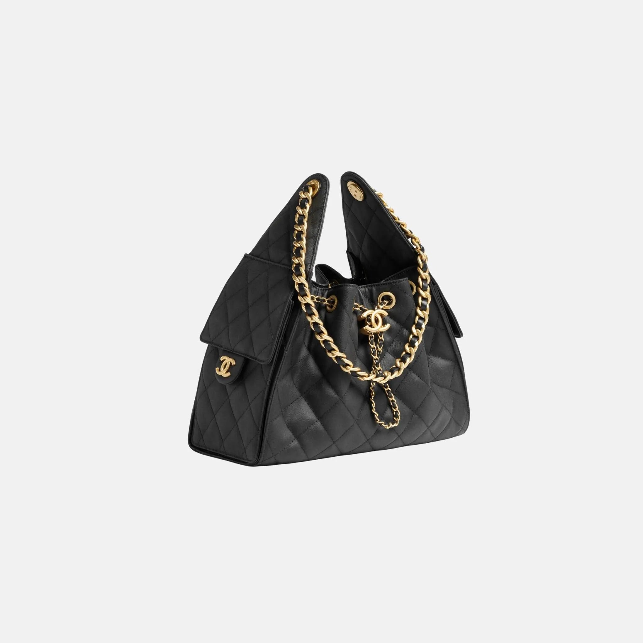 Chanel Small Chanel 25 Bag in Canvas and Gold Metal, Side
