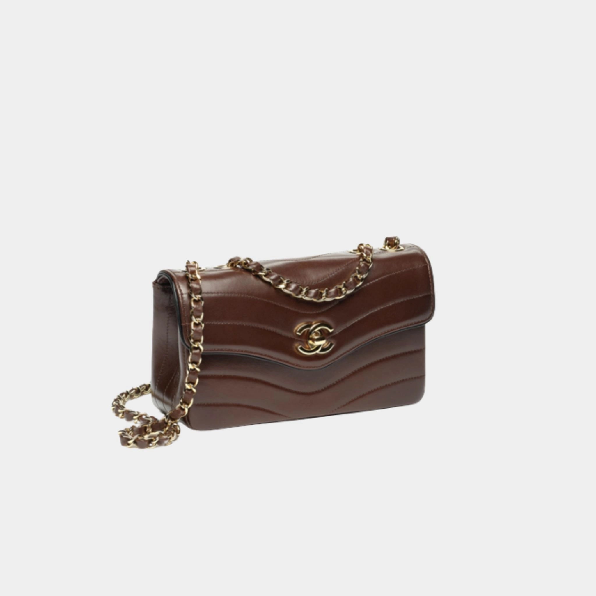 Chanel Small Flap Bag Patinated Lambskin & Gold-Tone Metal Dark Brown