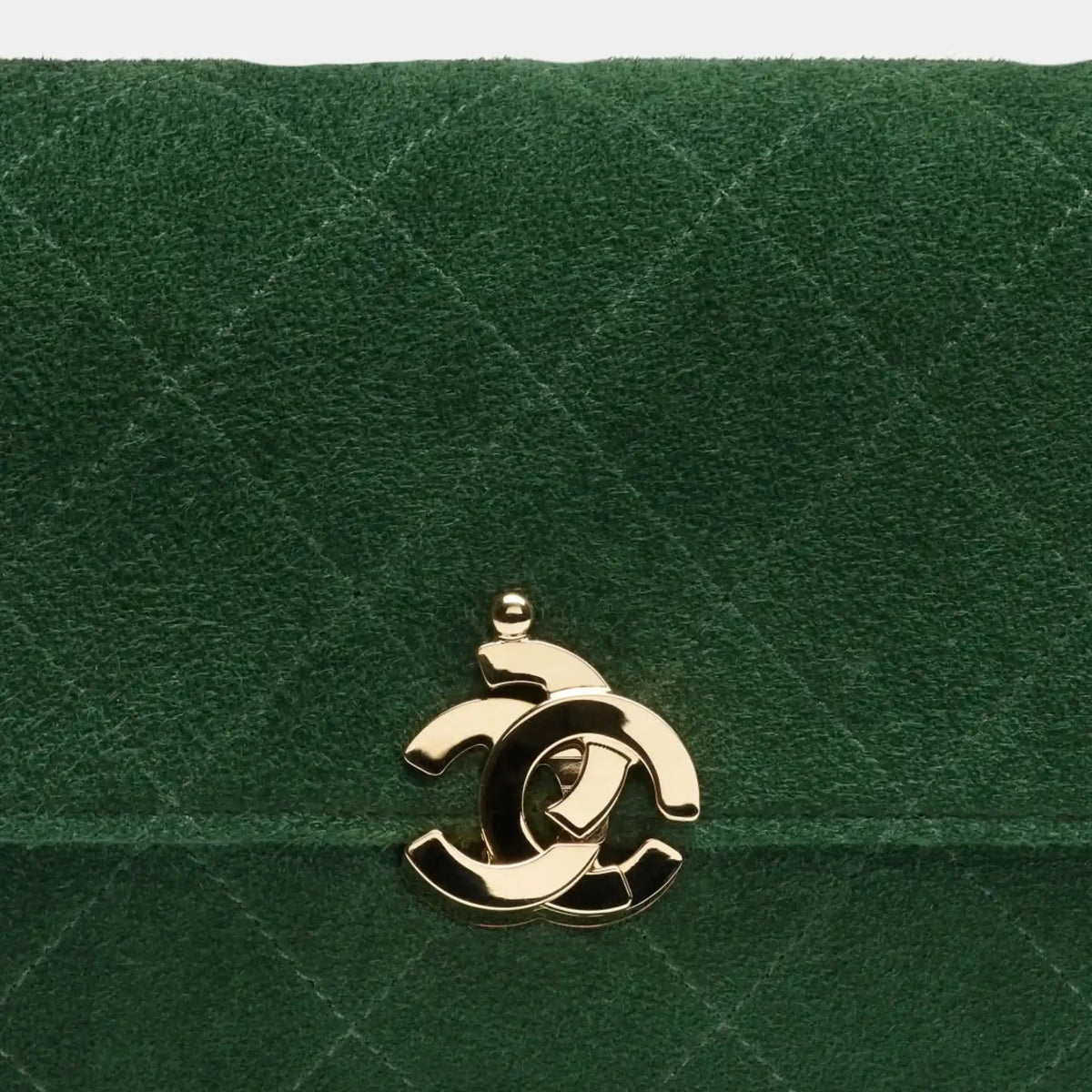 Chanel Small Flap Bag Suede Calfskin & Gold-Tone Metal Dark green