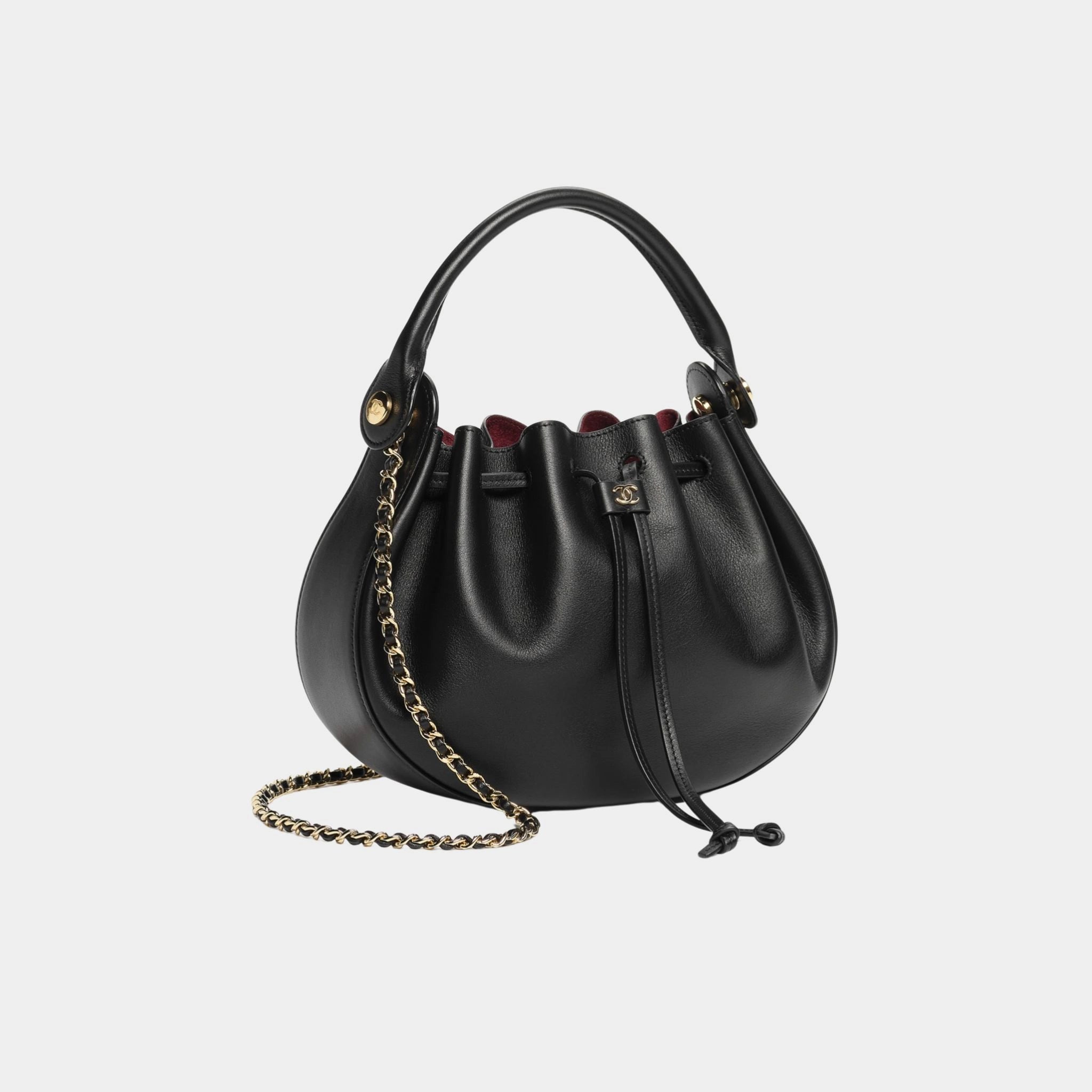 Chanel Small Hobo Bag Calfskin & Gold-Tone Metal Black