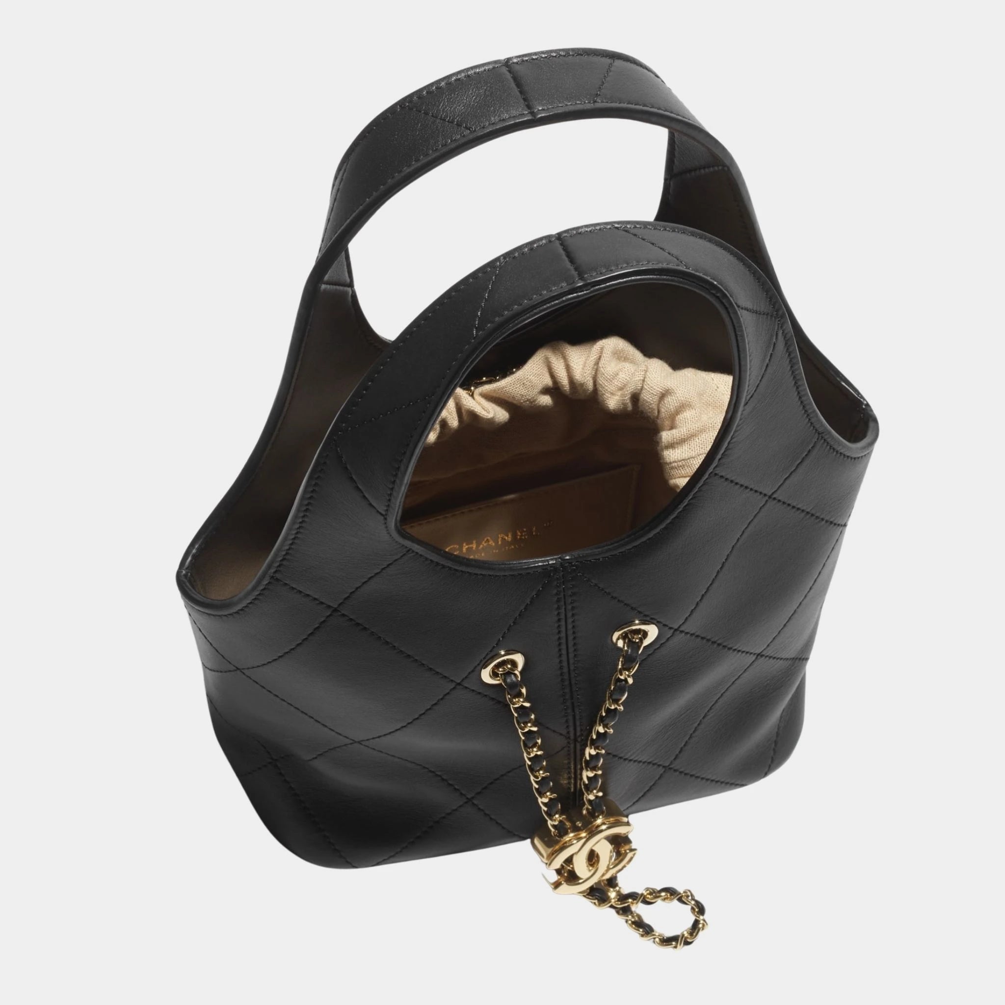 Chanel Small Tote Calfskin & Gold Tone Metal Black, Top