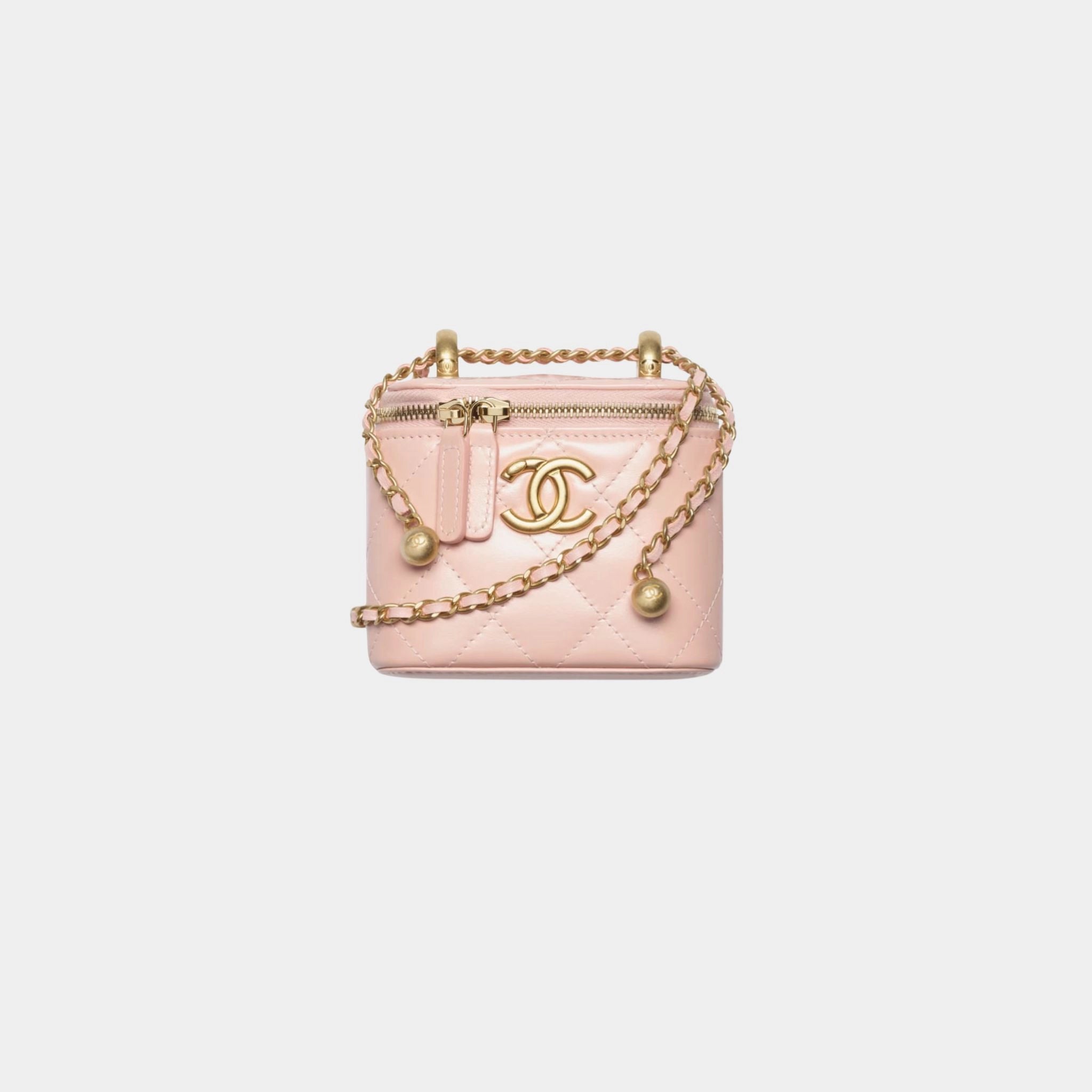 Chanel Small Vanity With Chain Shiny Calfskin & Gold Tone Metal, Front