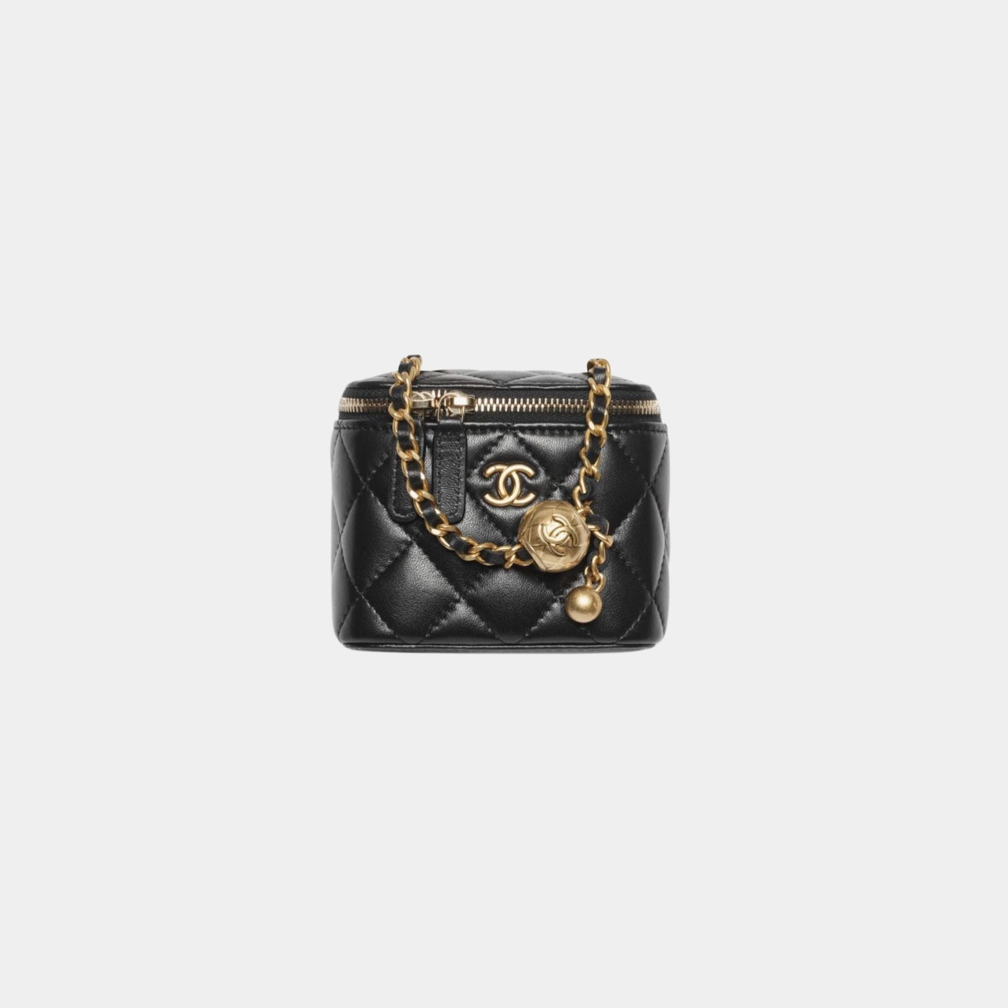 Chanel Small Vanity with Chain in Shiny Lambskin, Black