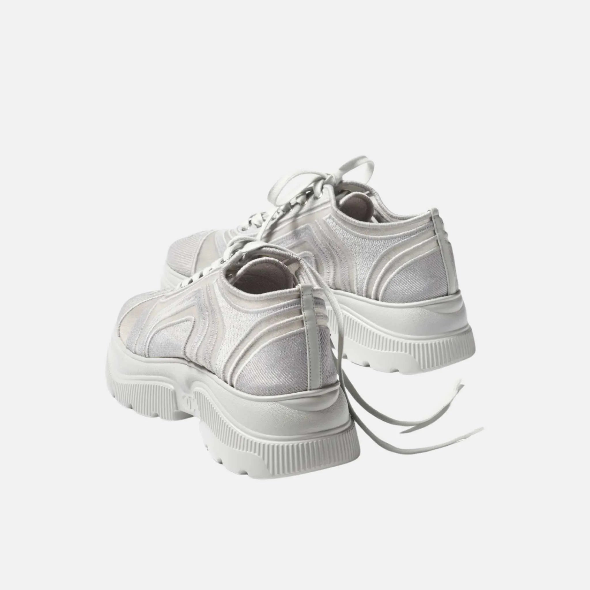 Chanel Sneakers in Mesh and Mixed Fibers, Grey, Back
