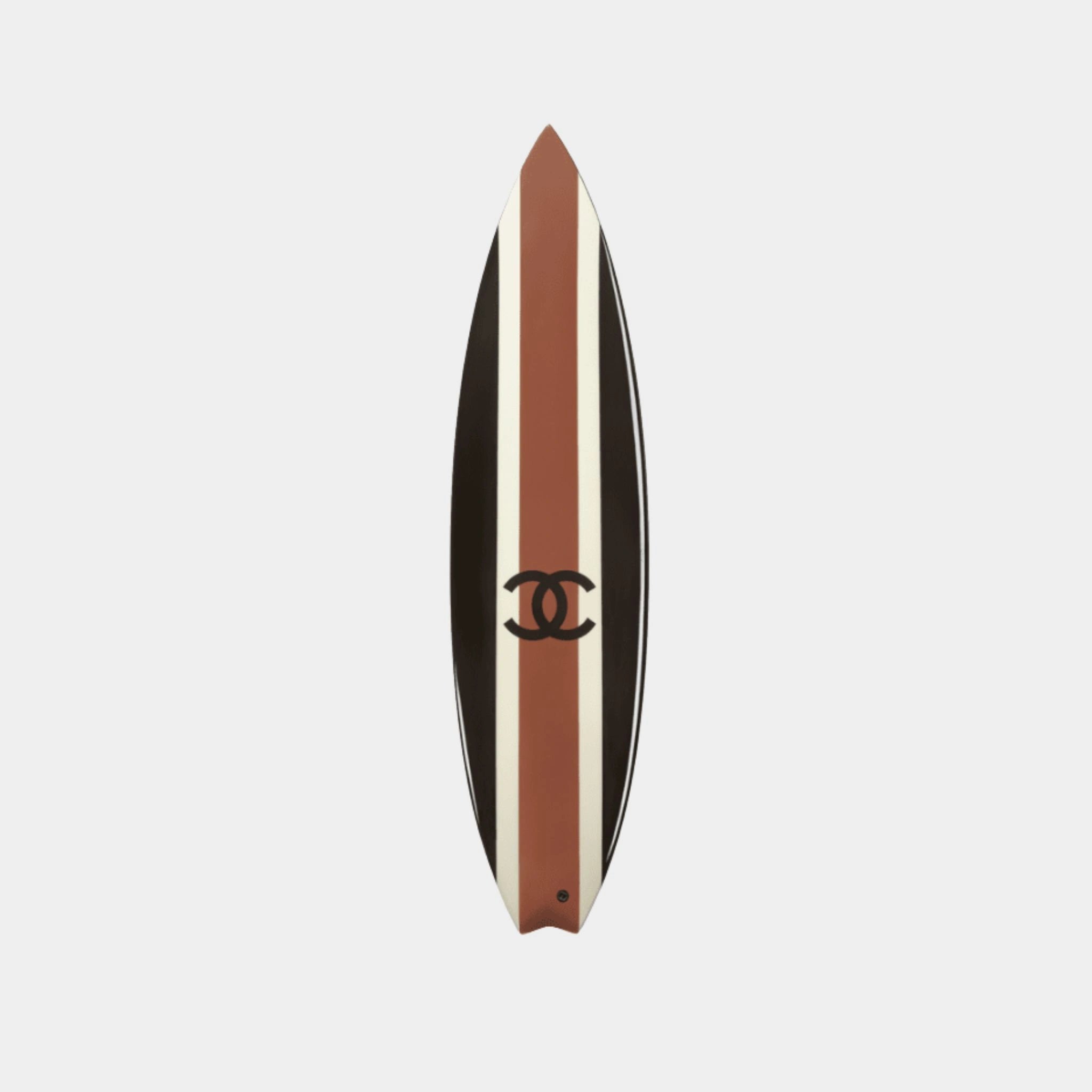 Chanel Surfboard Polyurethane Resin & Fiberglass Black Ecru & Brown