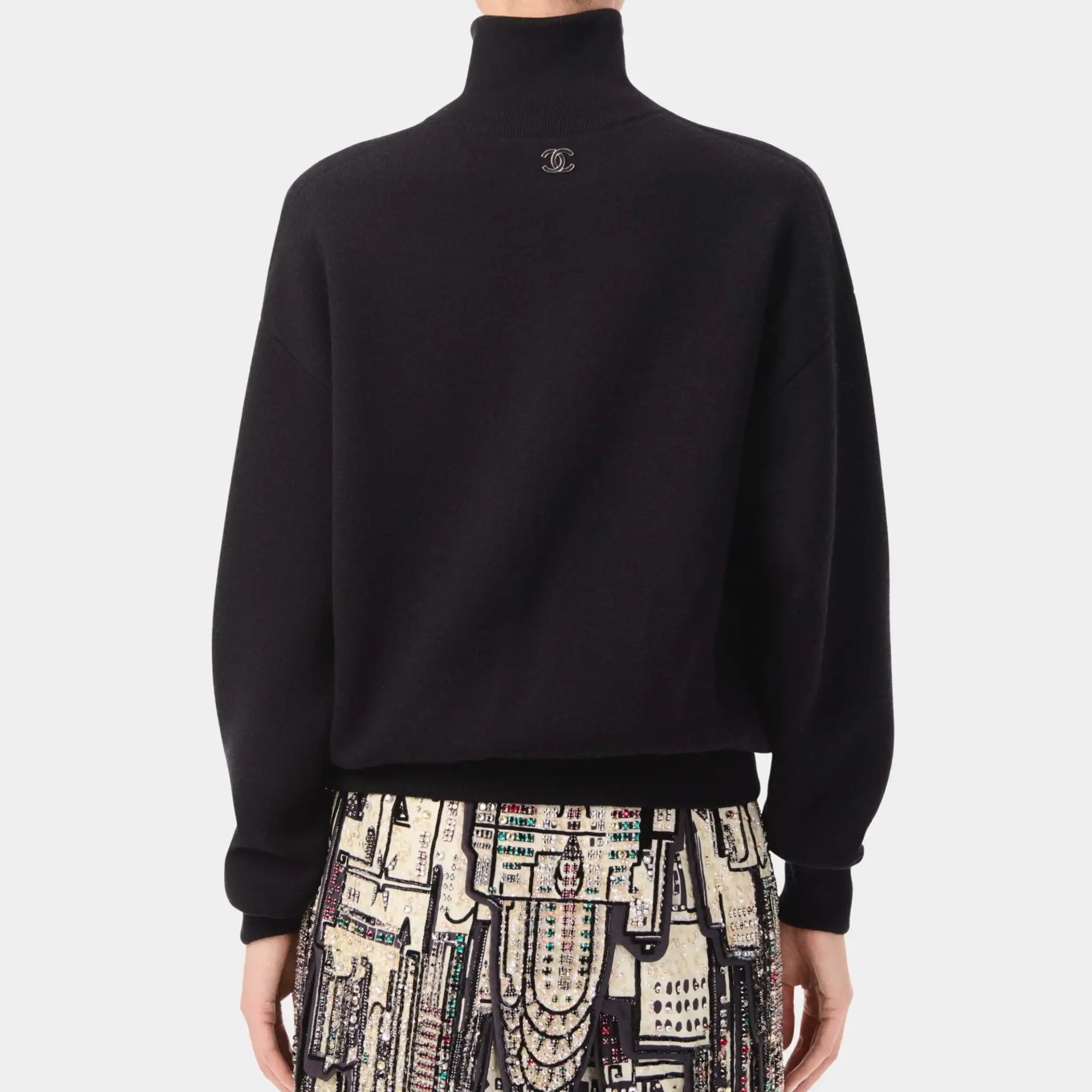 Chanel Sweater in Black Wool & Silk, Back