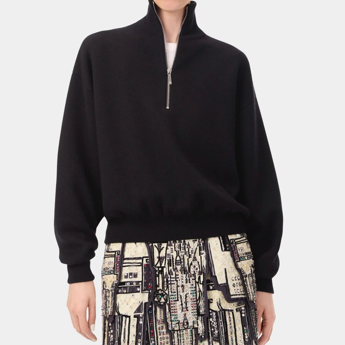 Chanel Sweater in Black Wool & Silk, Front
