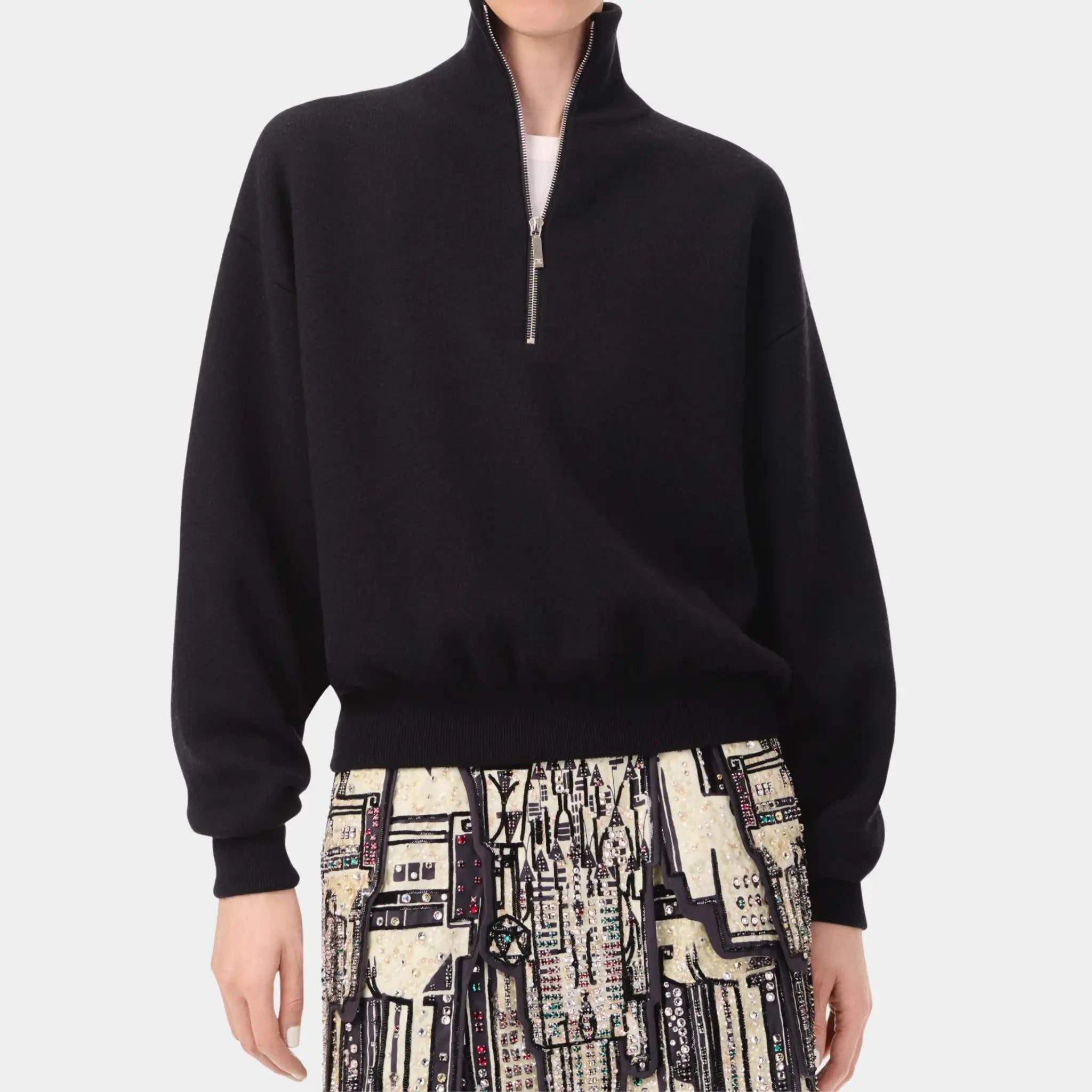Chanel Sweater in Black Wool & Silk, Front