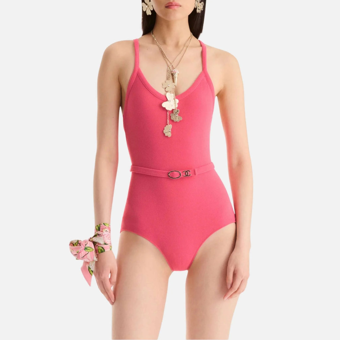 Chanel Swimsuit in Mixed Fibres Fuchsia