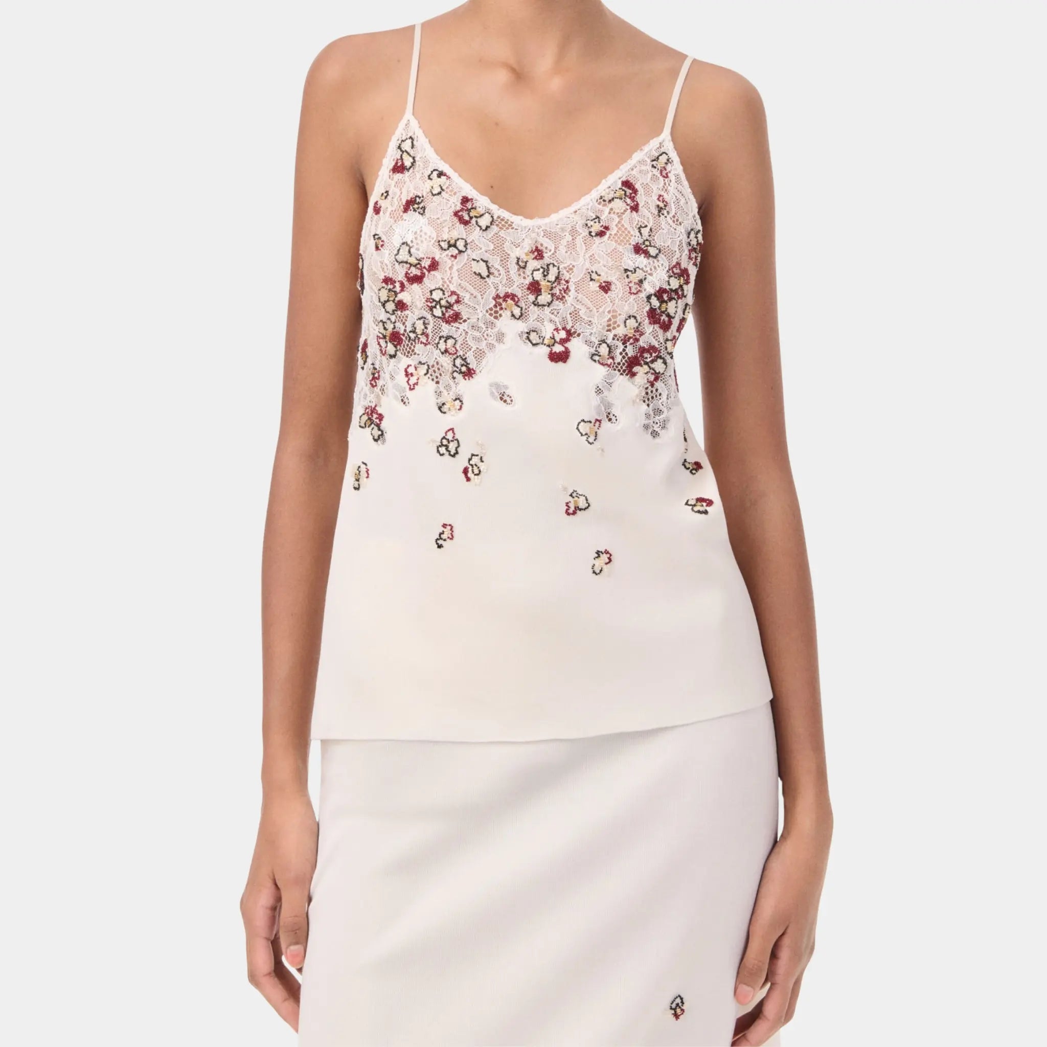 Chanel Top Embroidered Silk Seed Beads & Glass Tubes, Front