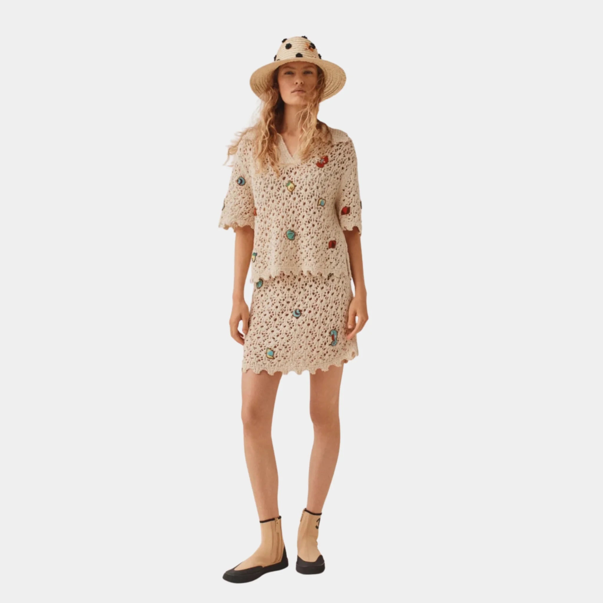 Chanel Top in Light Beige Cotton & Silk, Front