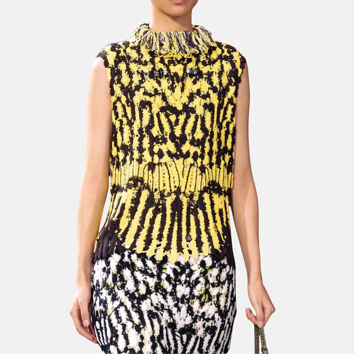 Chanel Top Silk in Yellow and Brown