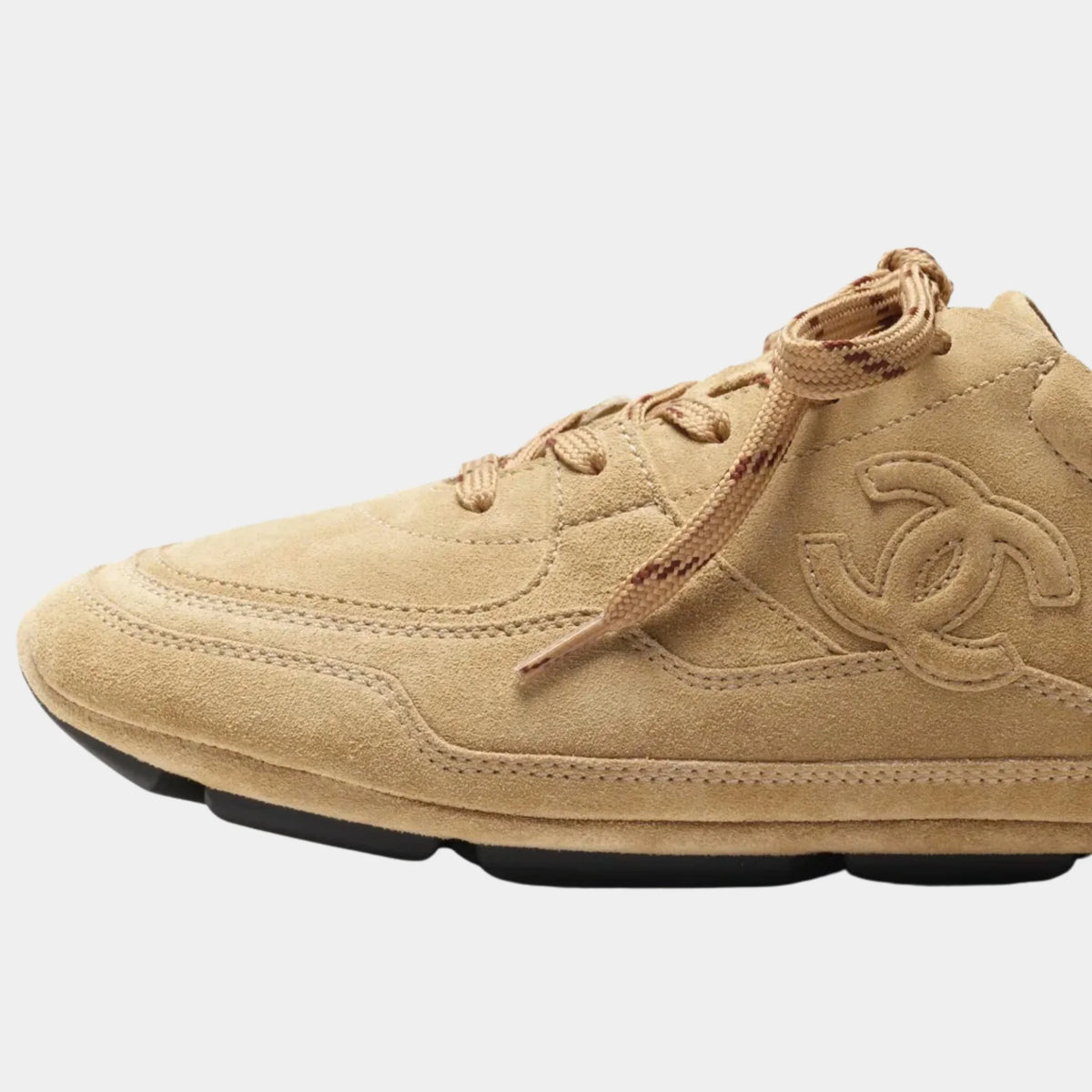 Chanel Trainers Suede Calfskin Dark Beige