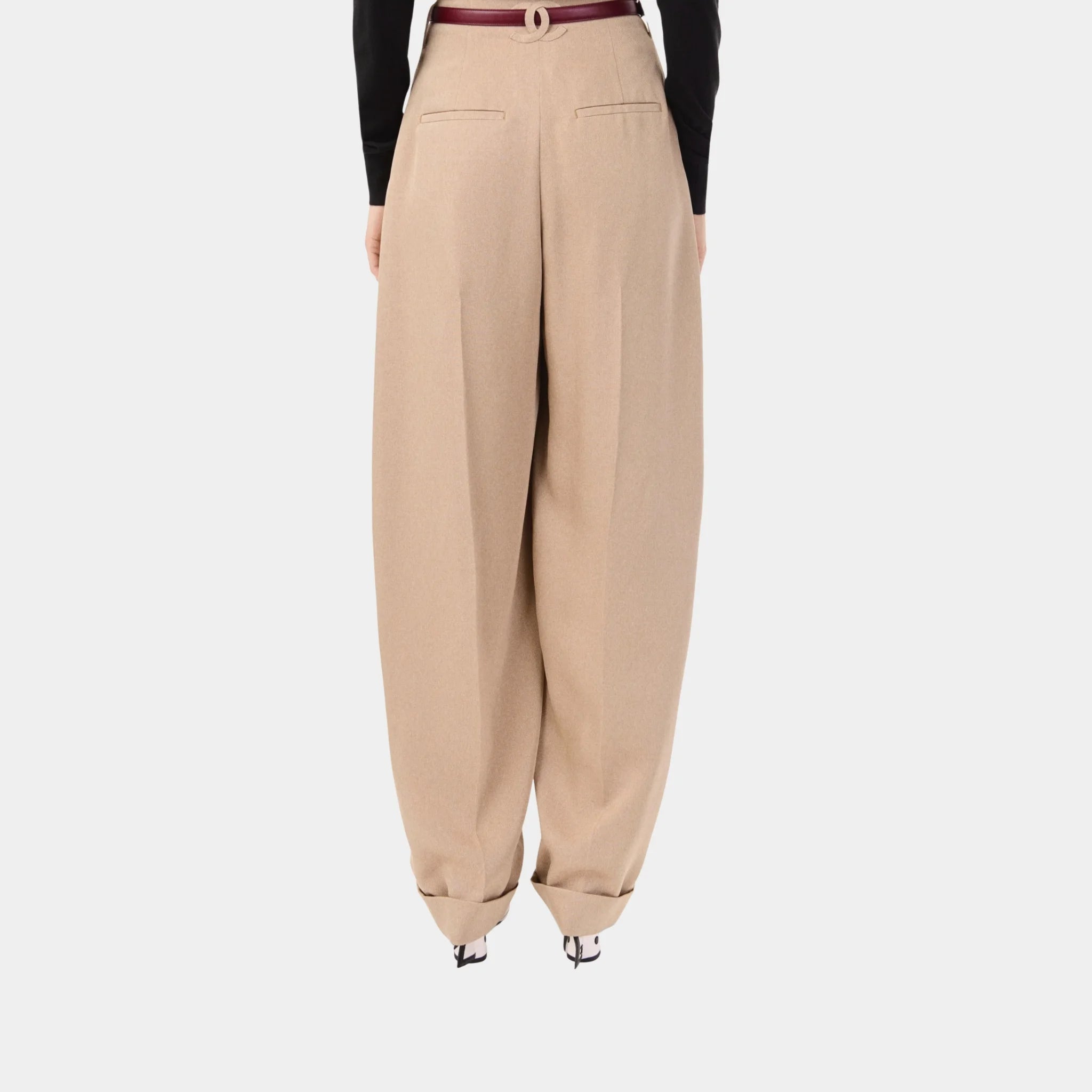 Chanel Trousers in Oatmeal Wool, Back