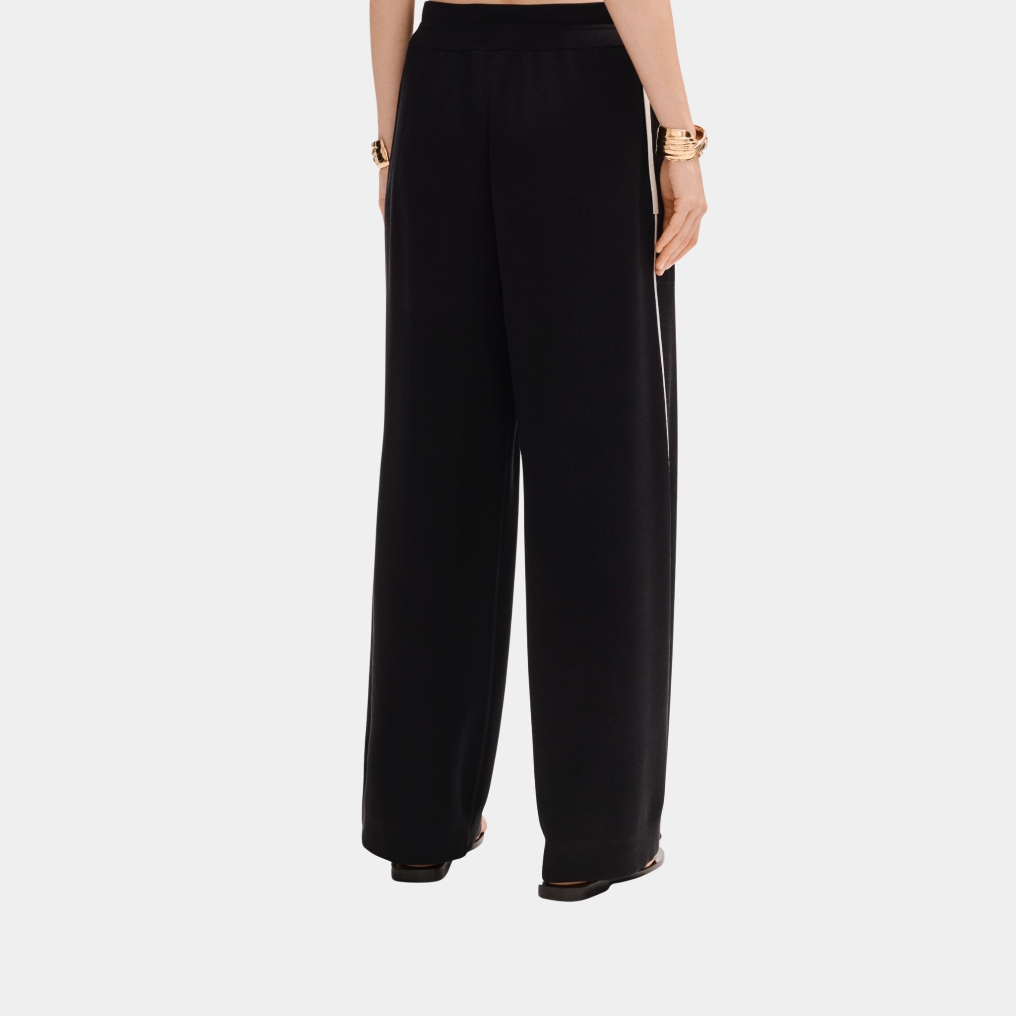 Chanel Trousers in Silk Black and White, Back