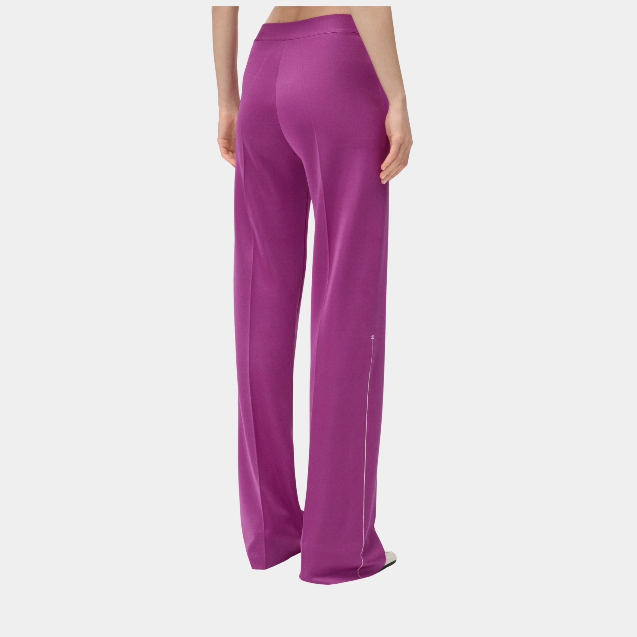 Trousers Silk Camelia & White
