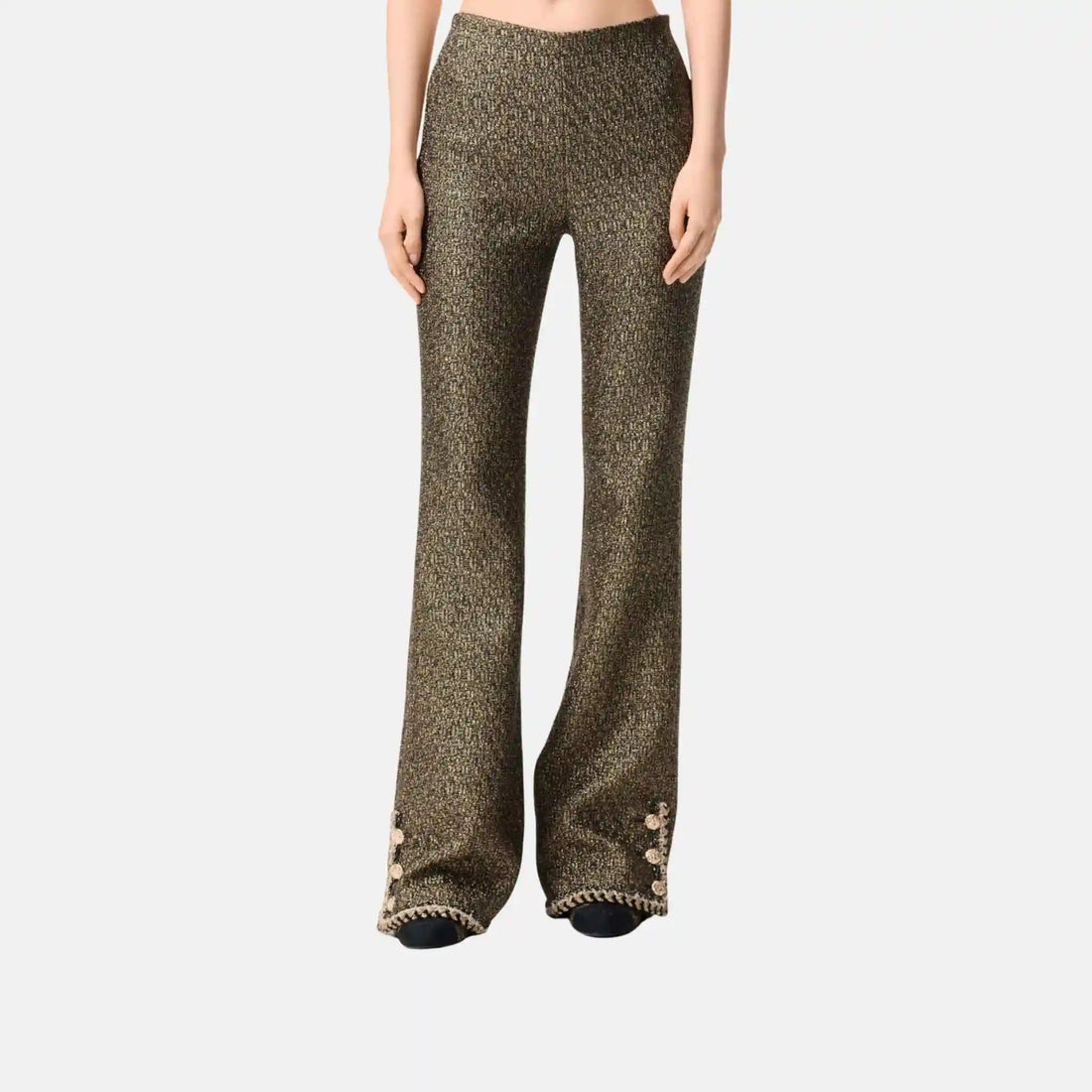 Chanel Trousers Tweed Gold And Black