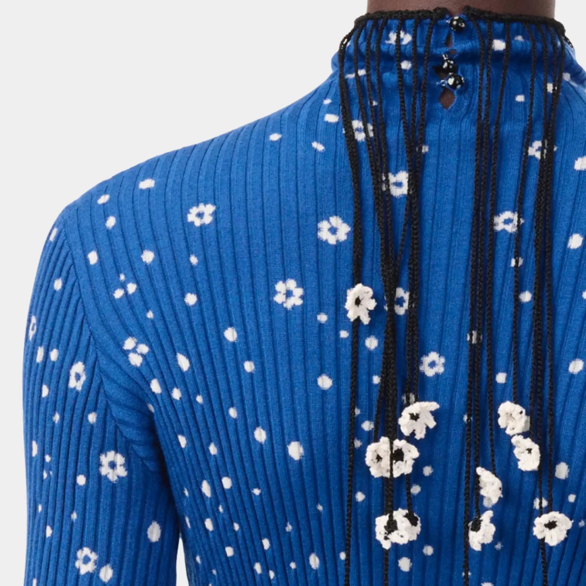 Chanel Turtleneck Cashmere & Silk Cobalt Blue & Silk White