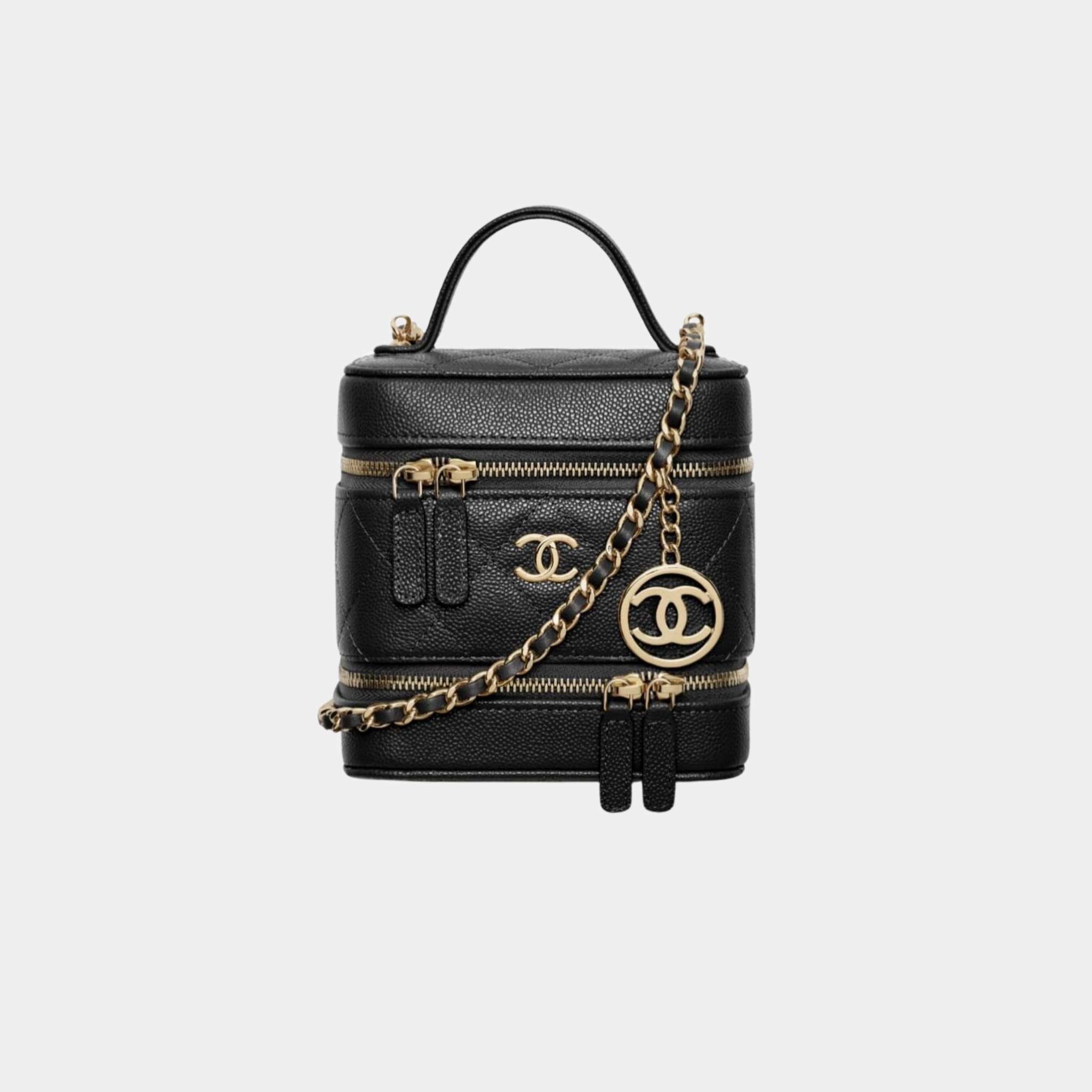 Chanel Vanity with Chain in Grained Calfskin, Black
