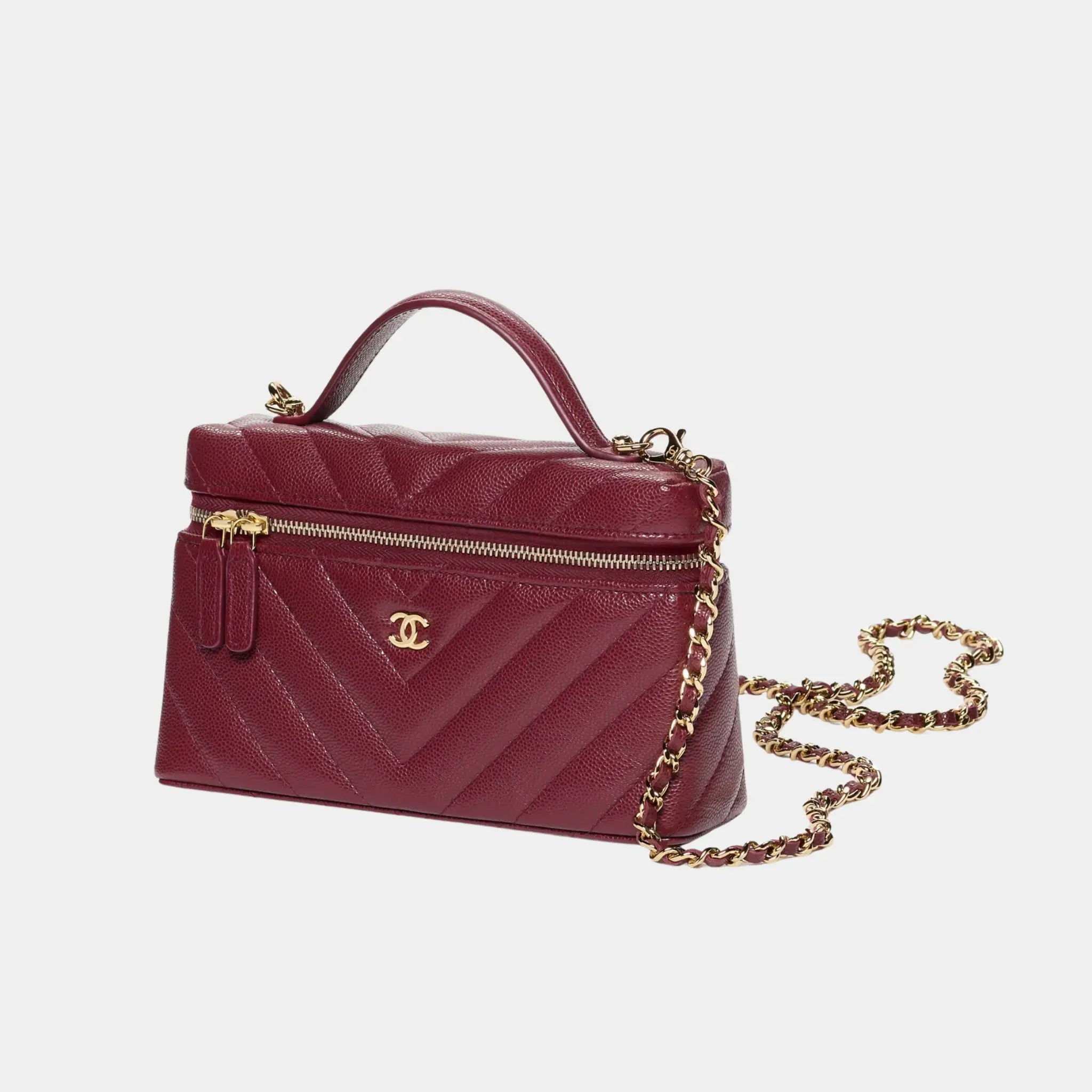 Chanel Vanity with Chain Grained Shiny Calfskin & Gold-Tone Metal, Front