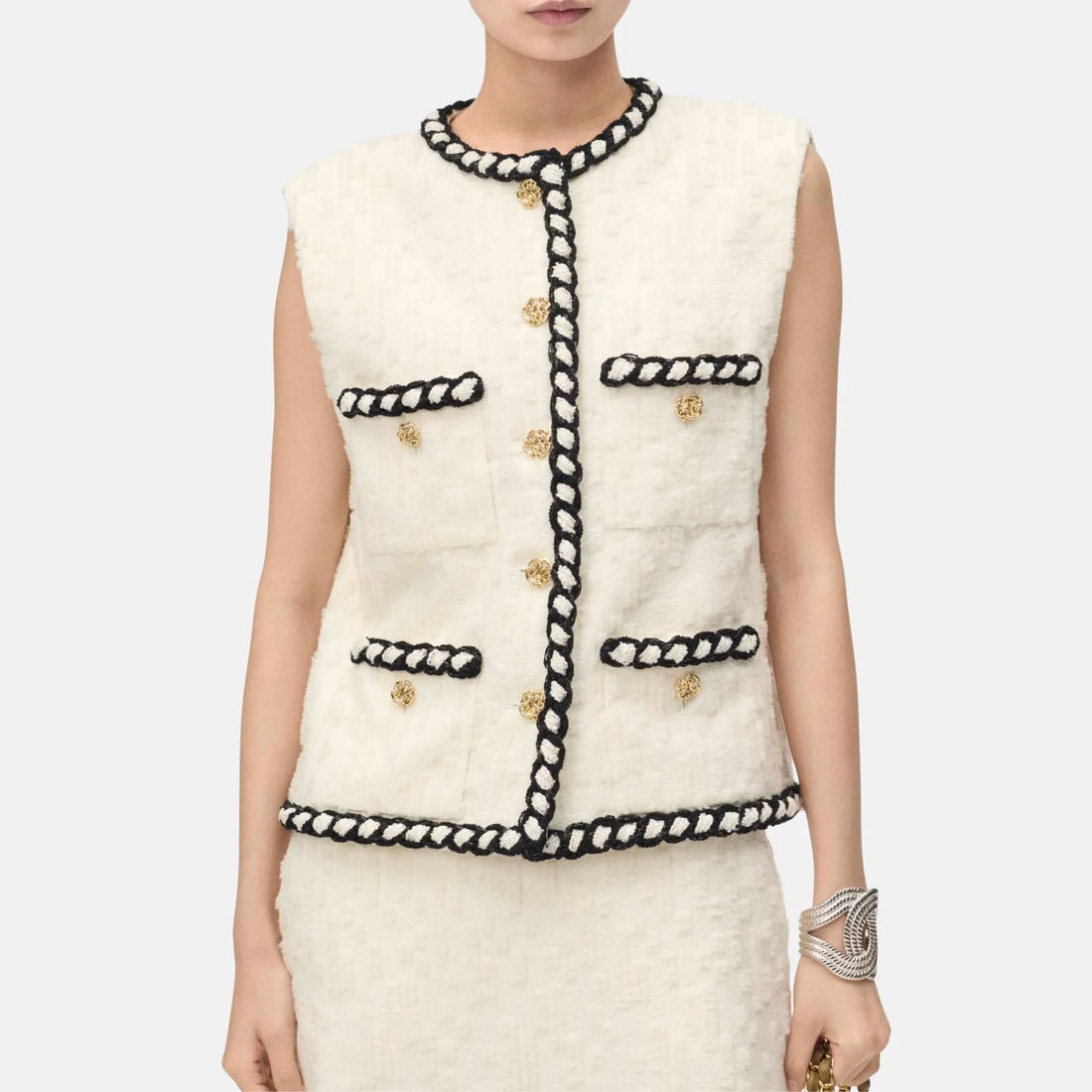 Vest Wool Tweed Ivory