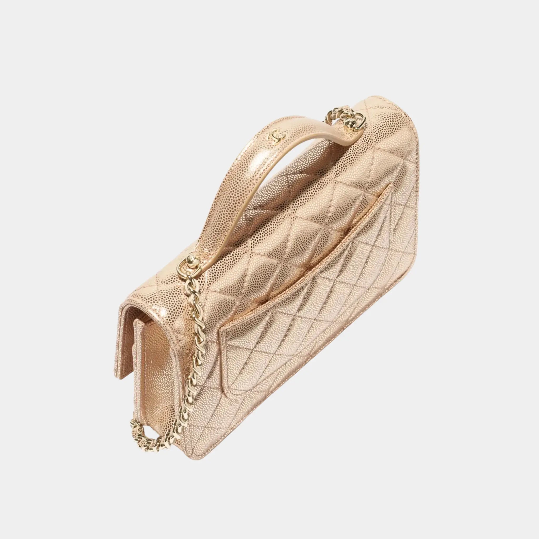 Chanel Wallet On Chain Metallic Grained Calfskin & Gold Metal, Copper, Back