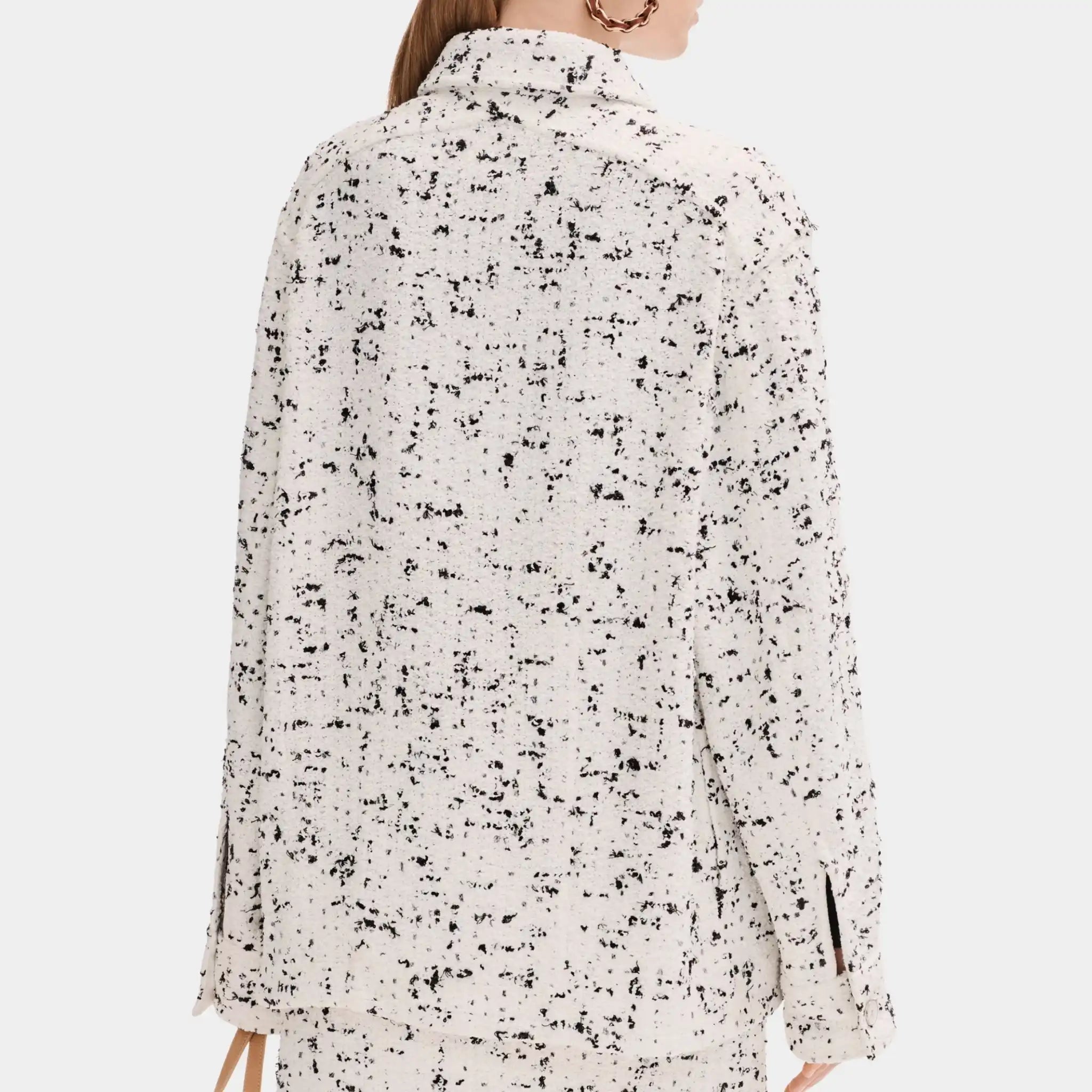 Chanel White and Black Jacket in Tweed, Back