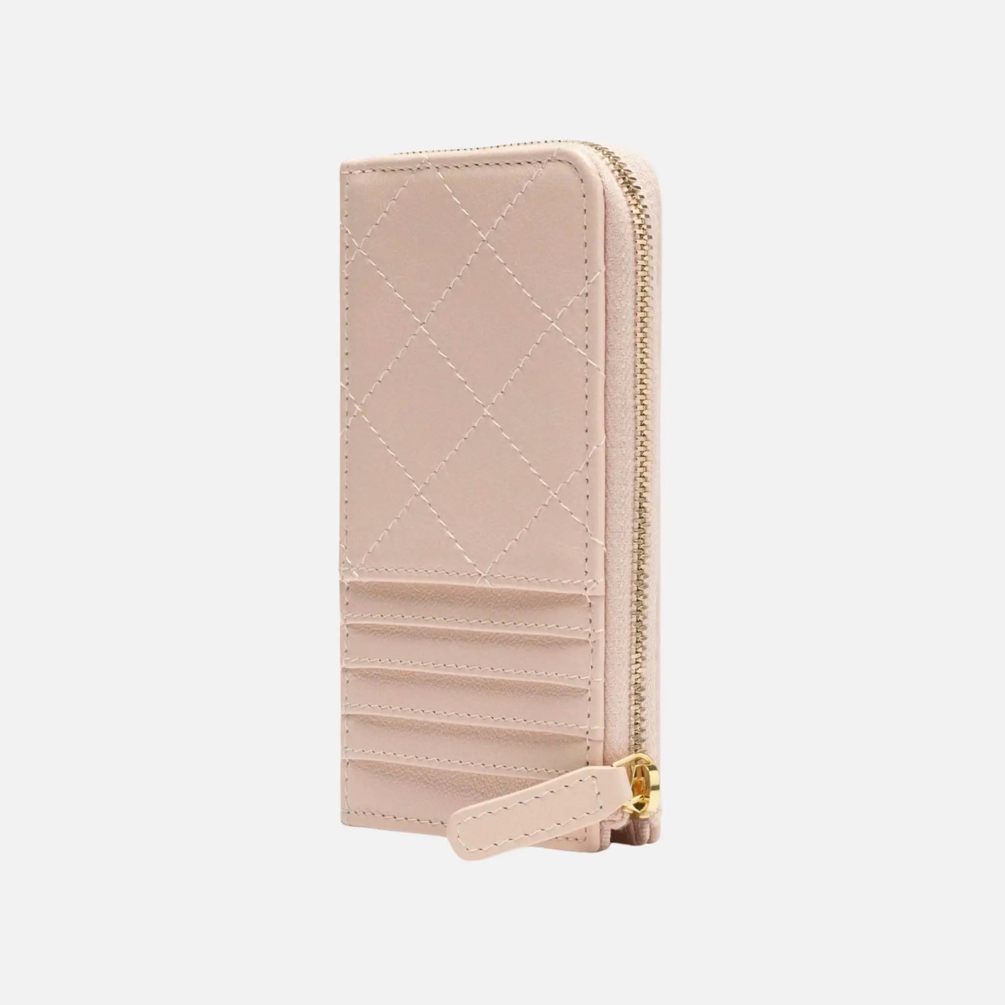 Chanel Zipped Card Holder Grained Goatskin Gold Metal, Back