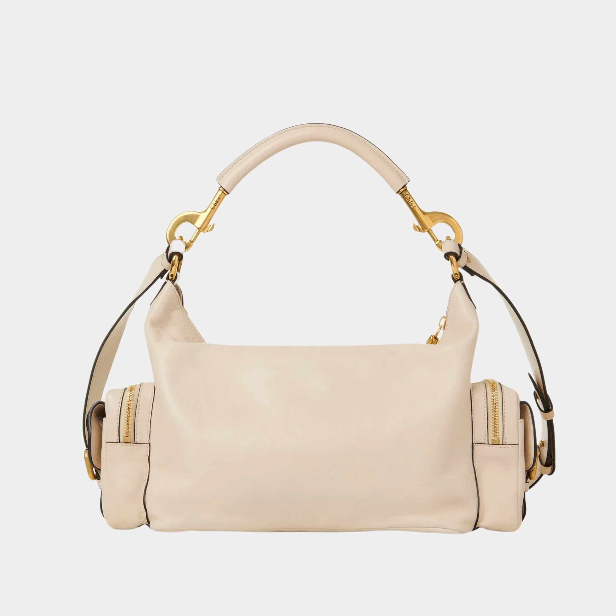 Chloe Camera Bag in Shiny Leather, Sweet Beige, Back