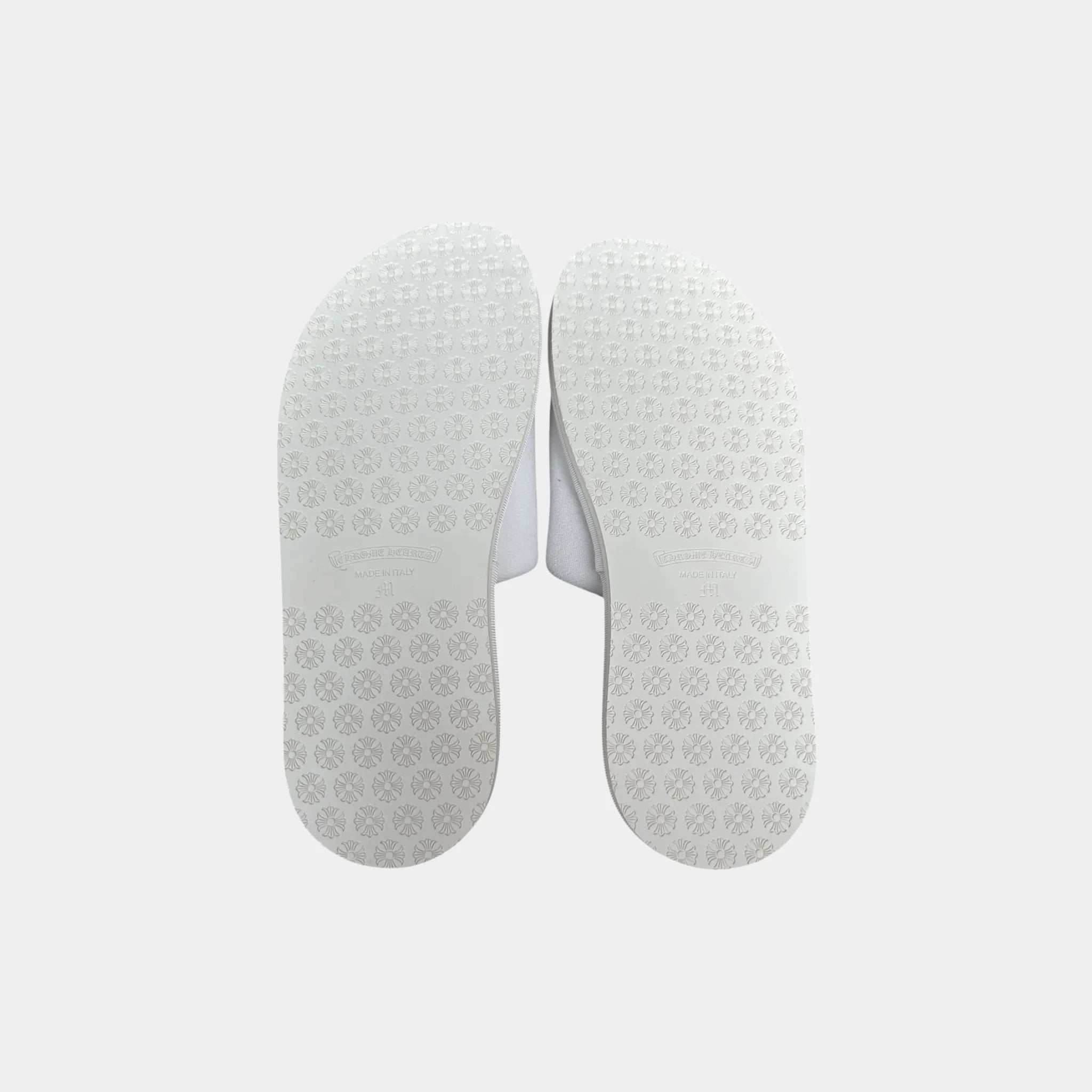 Chrome Hearts Cross Horse Shoe Logo Black Slippers, White, Bottom