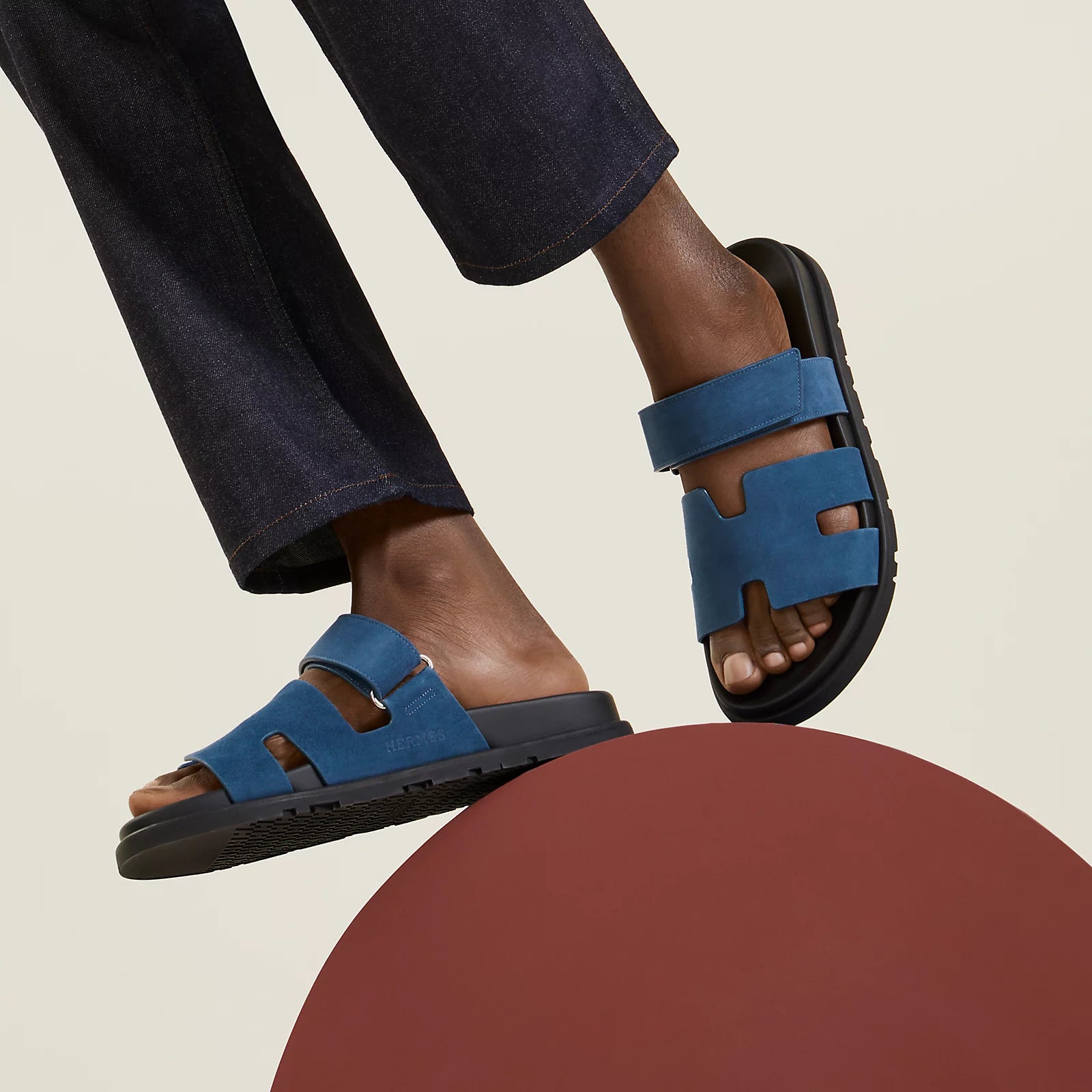Chypre Suede Sandal - Bleu Turquin