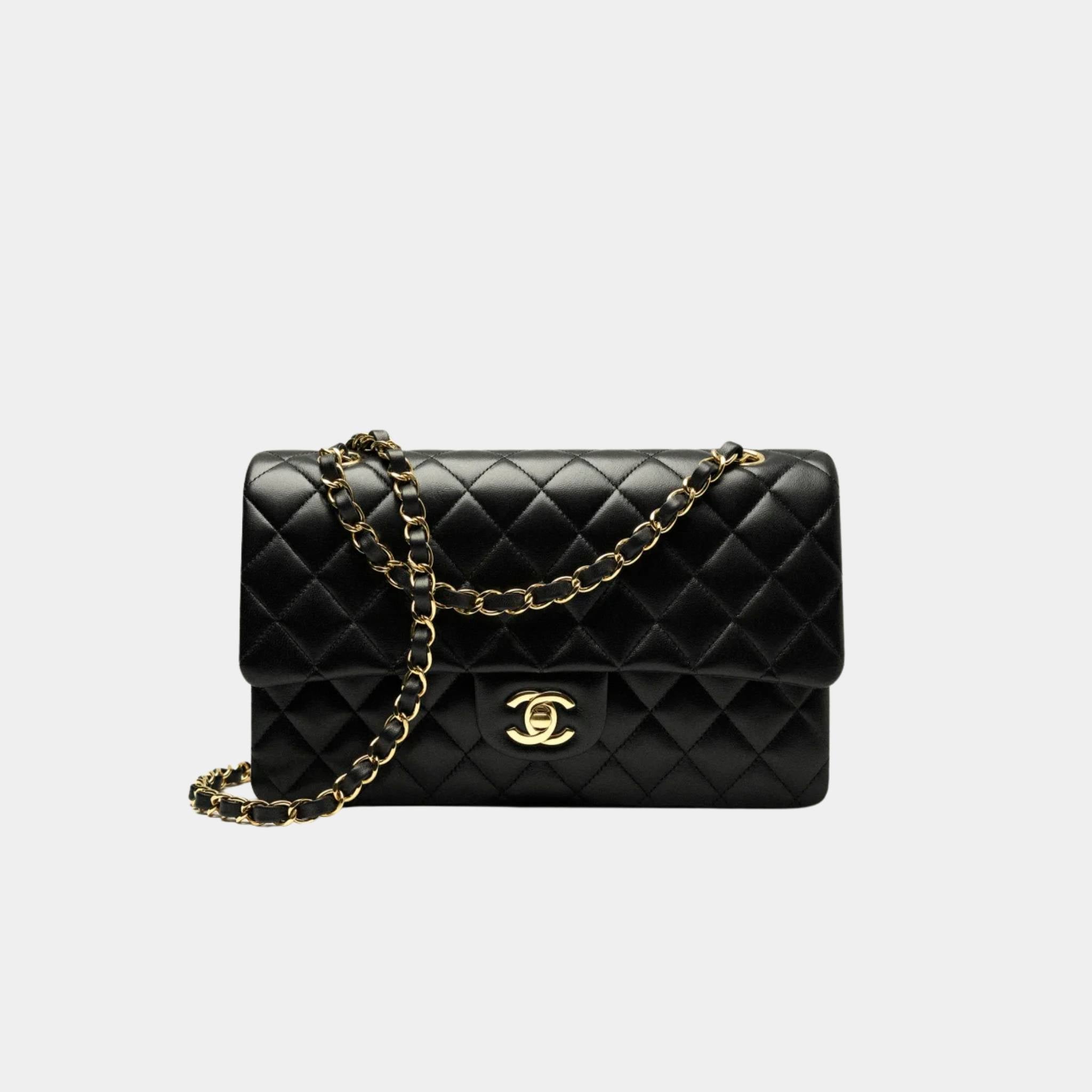 Chanel Classic 11.12 Handbag Lambskin Black, Front