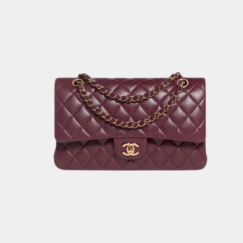 Classic 11.12 Handbag, Cruise 2024/25, Burgundy, in Lambskin & Brown Metal, Front View