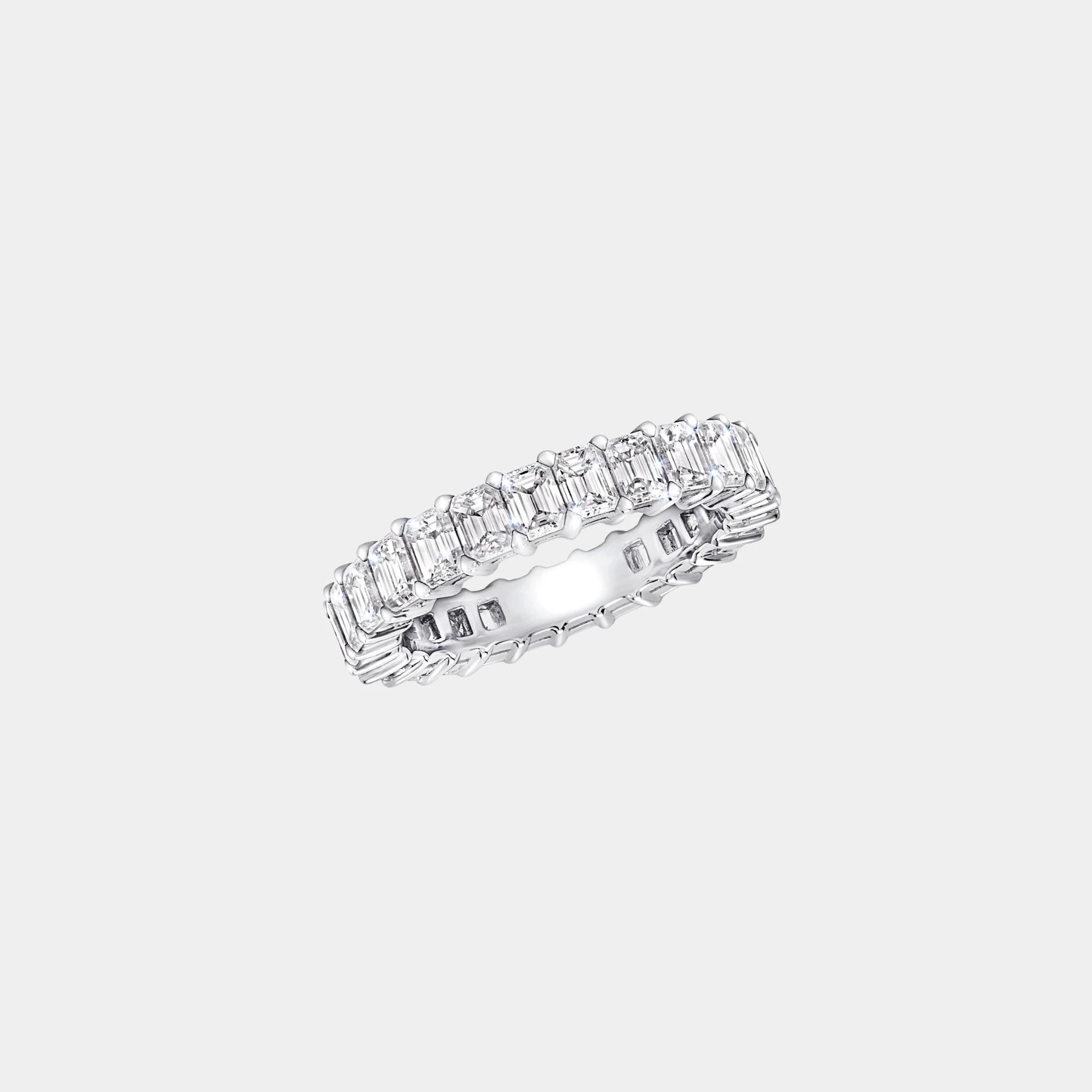 Classic Graff Claw Set Emerald Cut Diamond Eternity Ring, Top