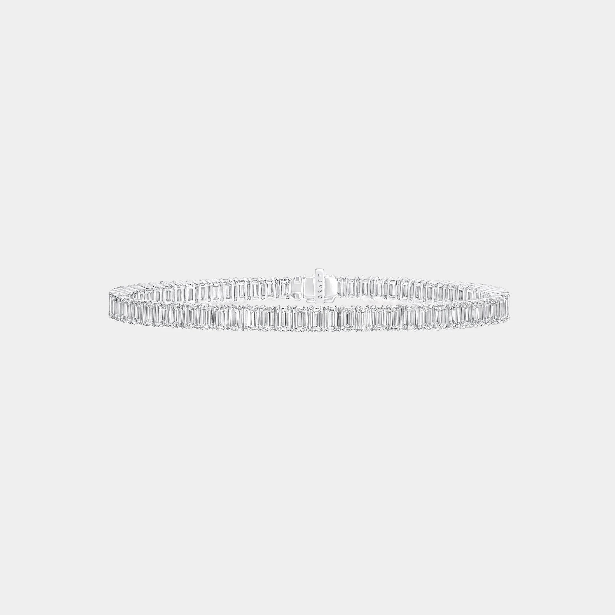 Classic Graff Emerald Cut Diamond Line Bracelet, Front