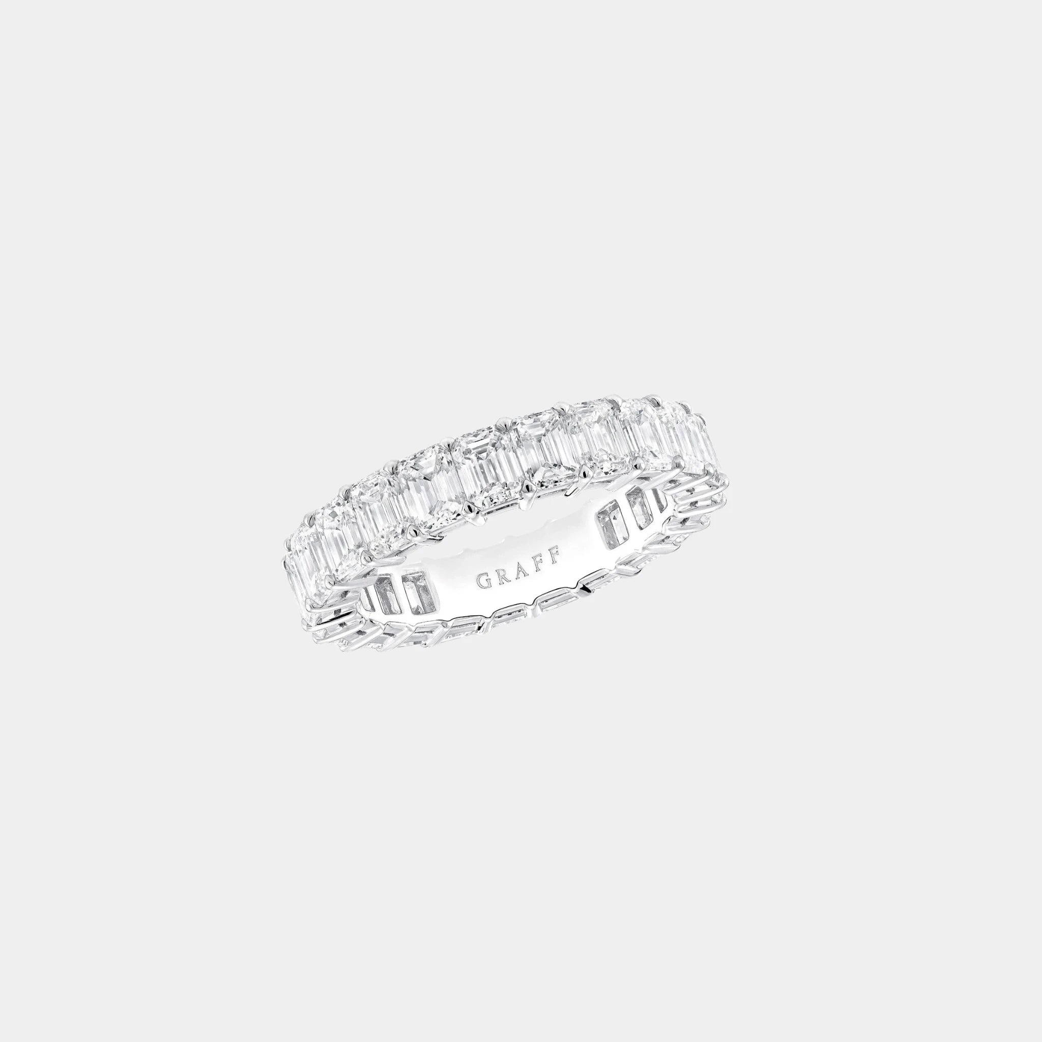 Classic Graff Emerald Cut Diamond Wedding Band, Top