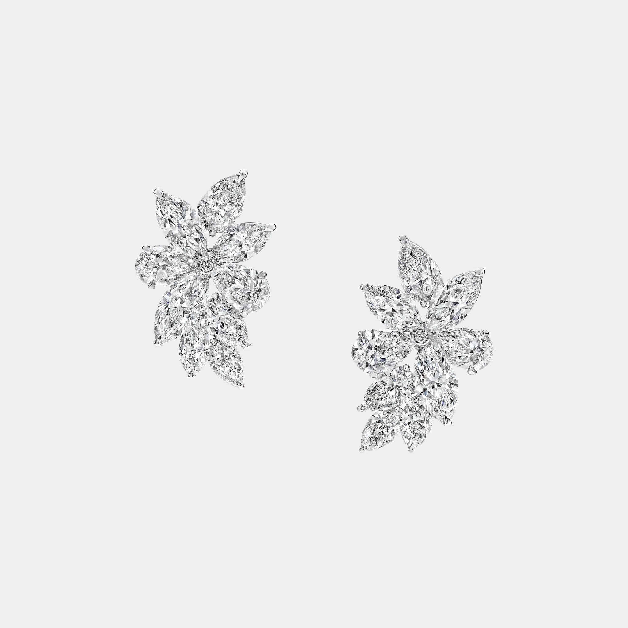 Classic Graff Pear Shape and Marquise Cut Diamond Earrings, Front