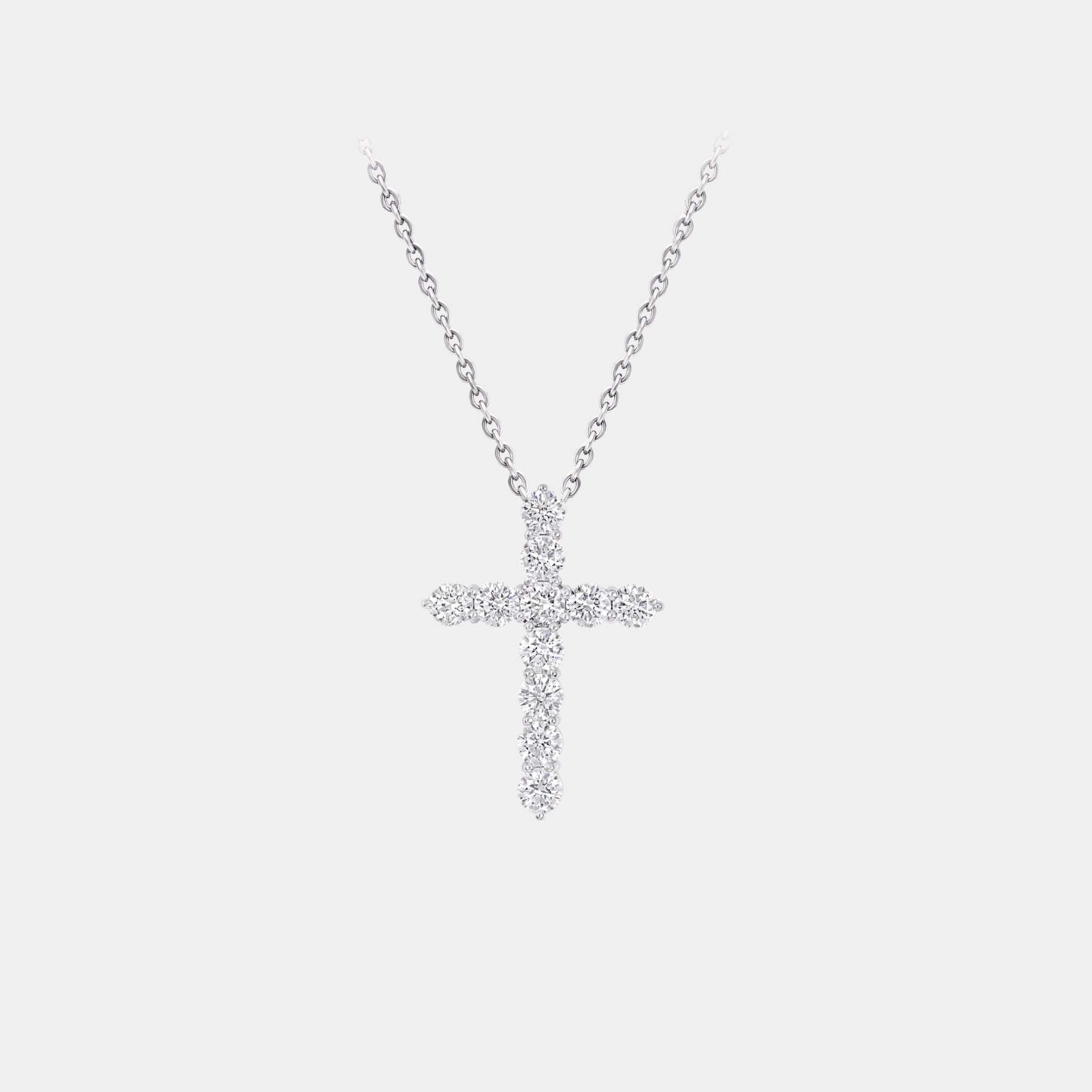 Classic Graff Round Diamond Cross Large Pendant, Front