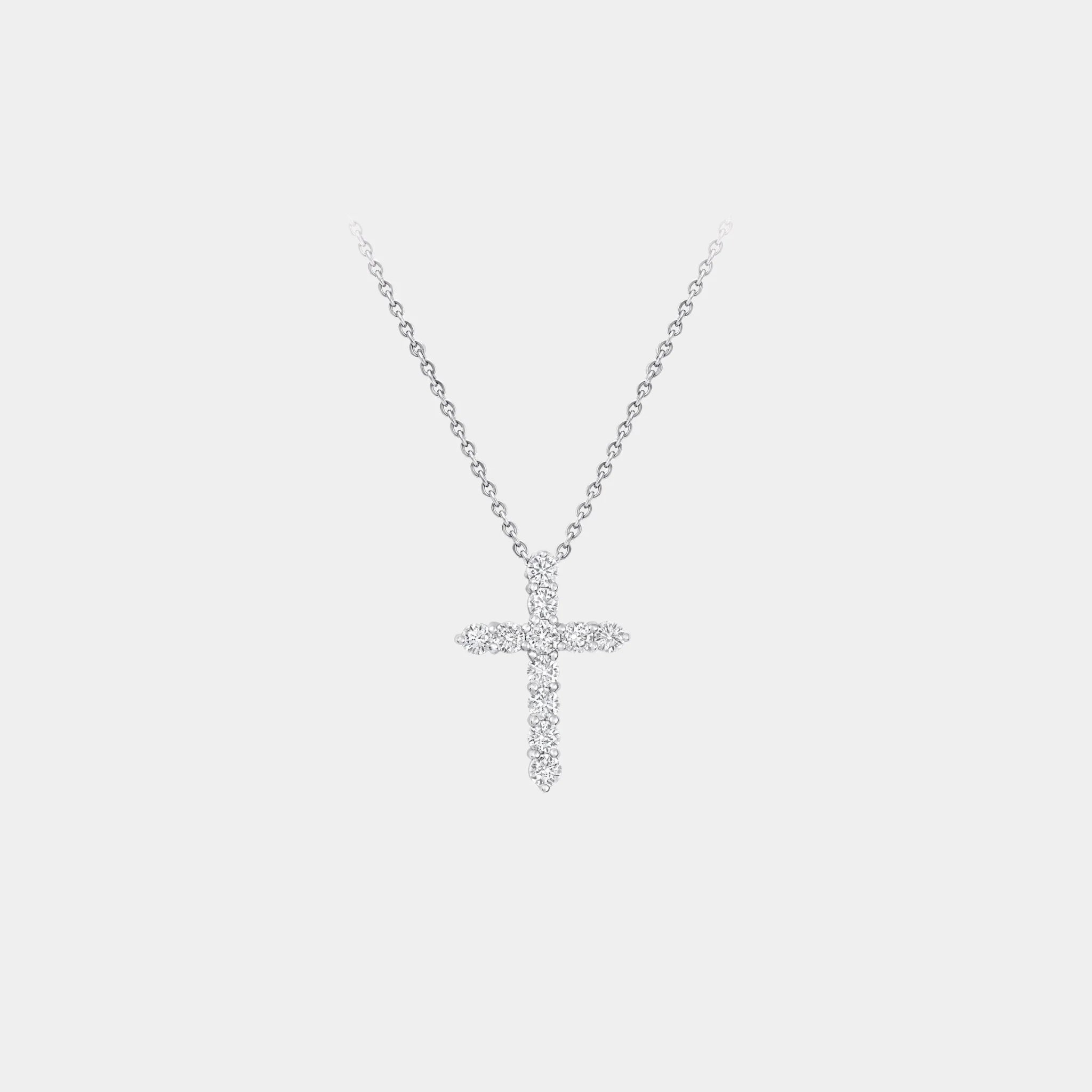 Classic Graff Round Diamond Cross Small Pendant, Front