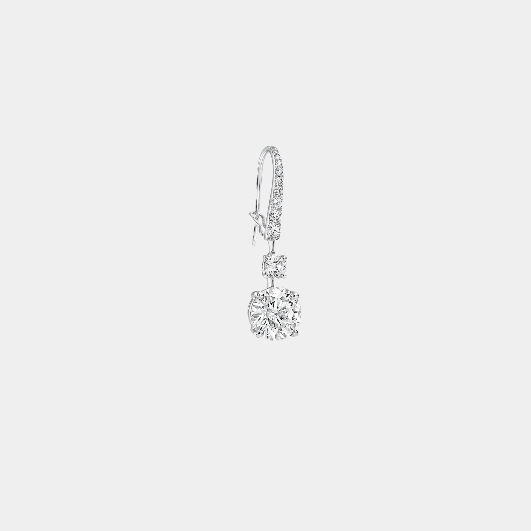 Classic Graff Round Diamond Solitaire Earrings, Side