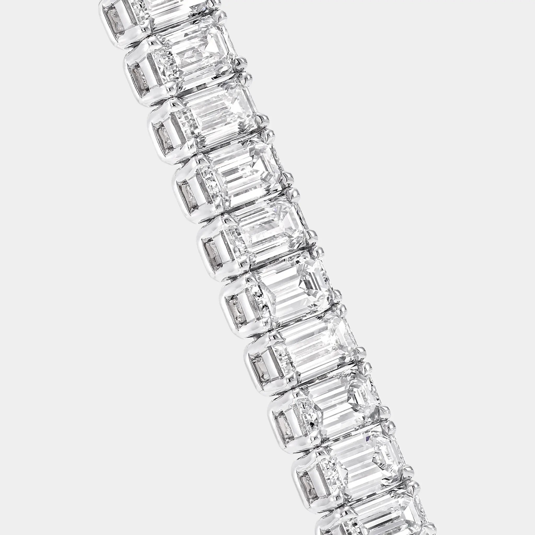 Classic Graff Slim Emerald Cut Diamond Bracelet, Close