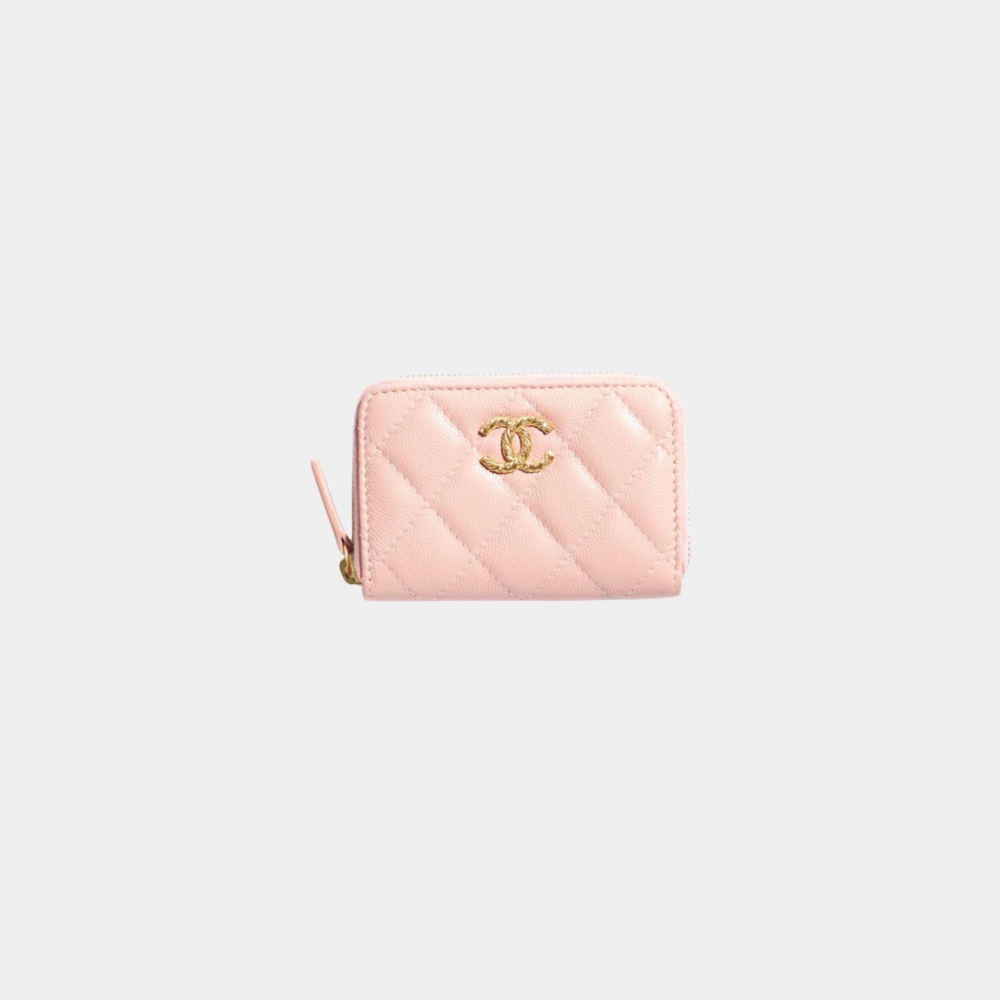 Chanel Coin Purse Shiny Grained Calfskin & Gold Tone Metal, Light Pink