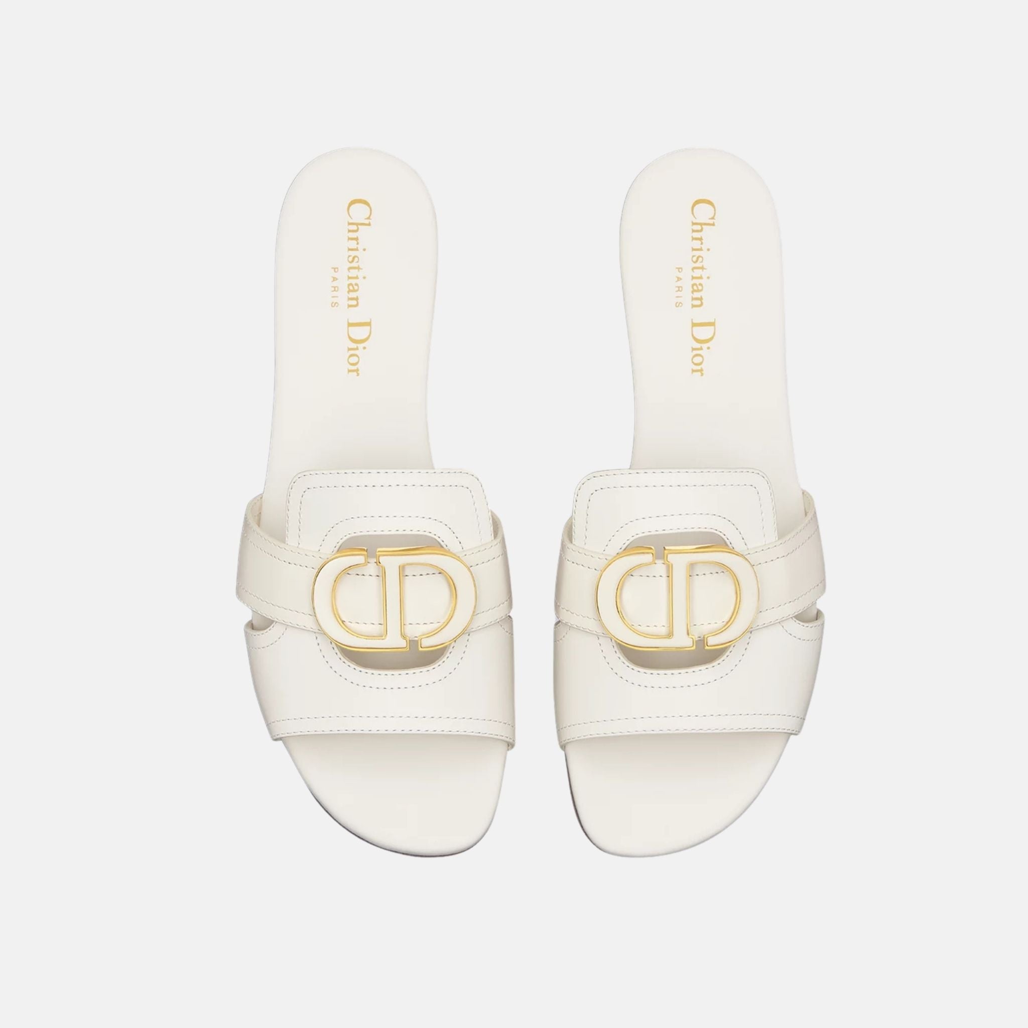 Dior 30 Montaigne Slide In Calfskin, White, Top