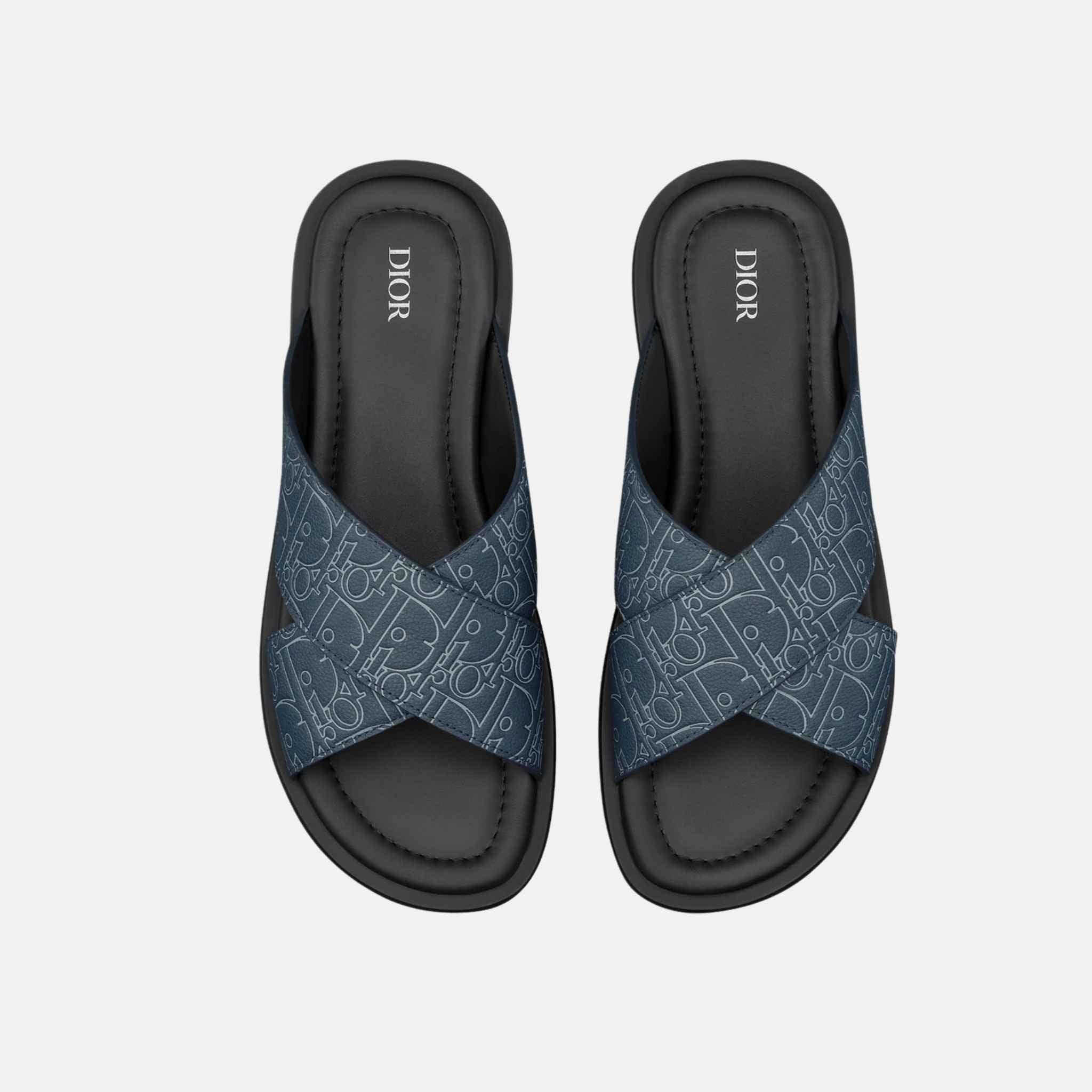 Dior Alias Sandal In Gravity Outline Leather, Navy Blue, Top