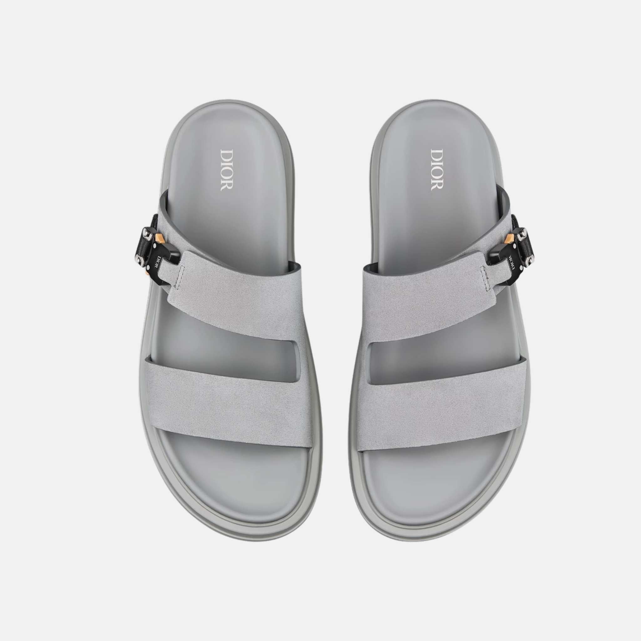 Dior Aqua Sandal In Suede, Gray, Top